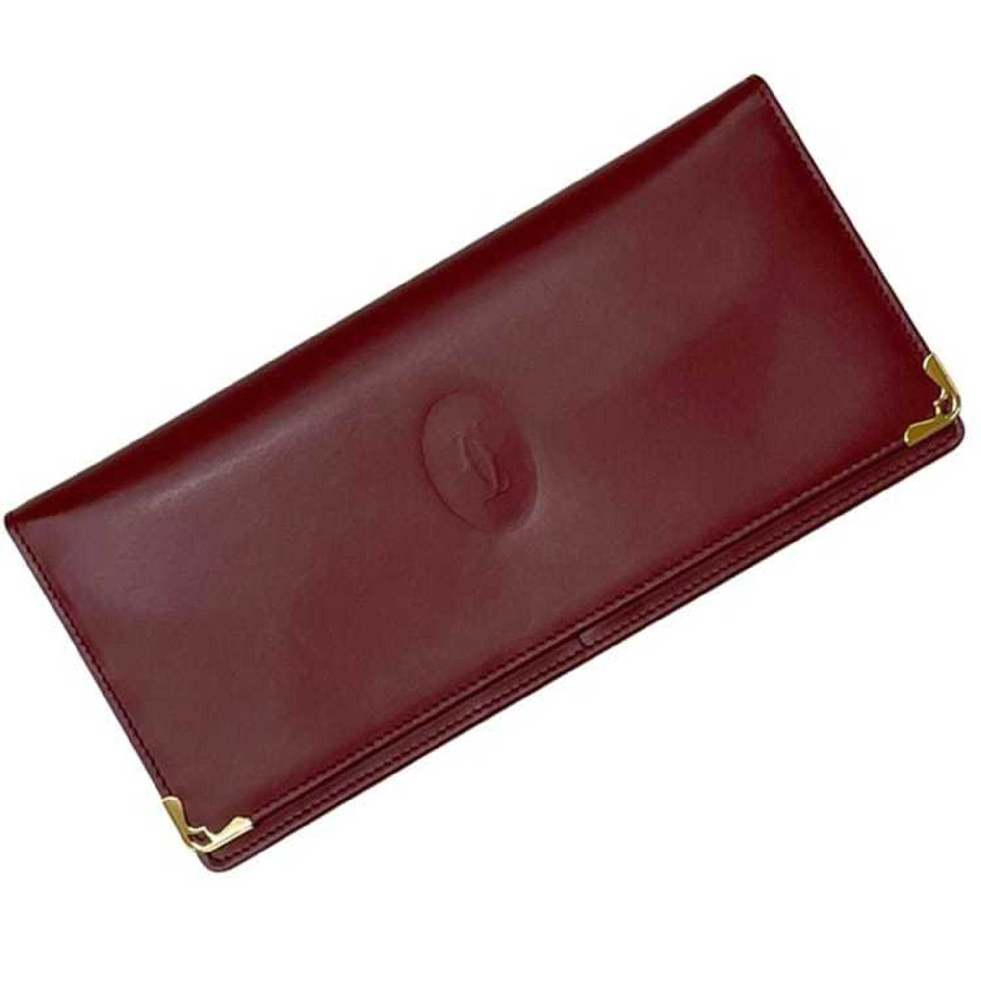 Cartier Must Bordeaux Leather Long Wallet (Bi-Fold) (Pre-Owned)