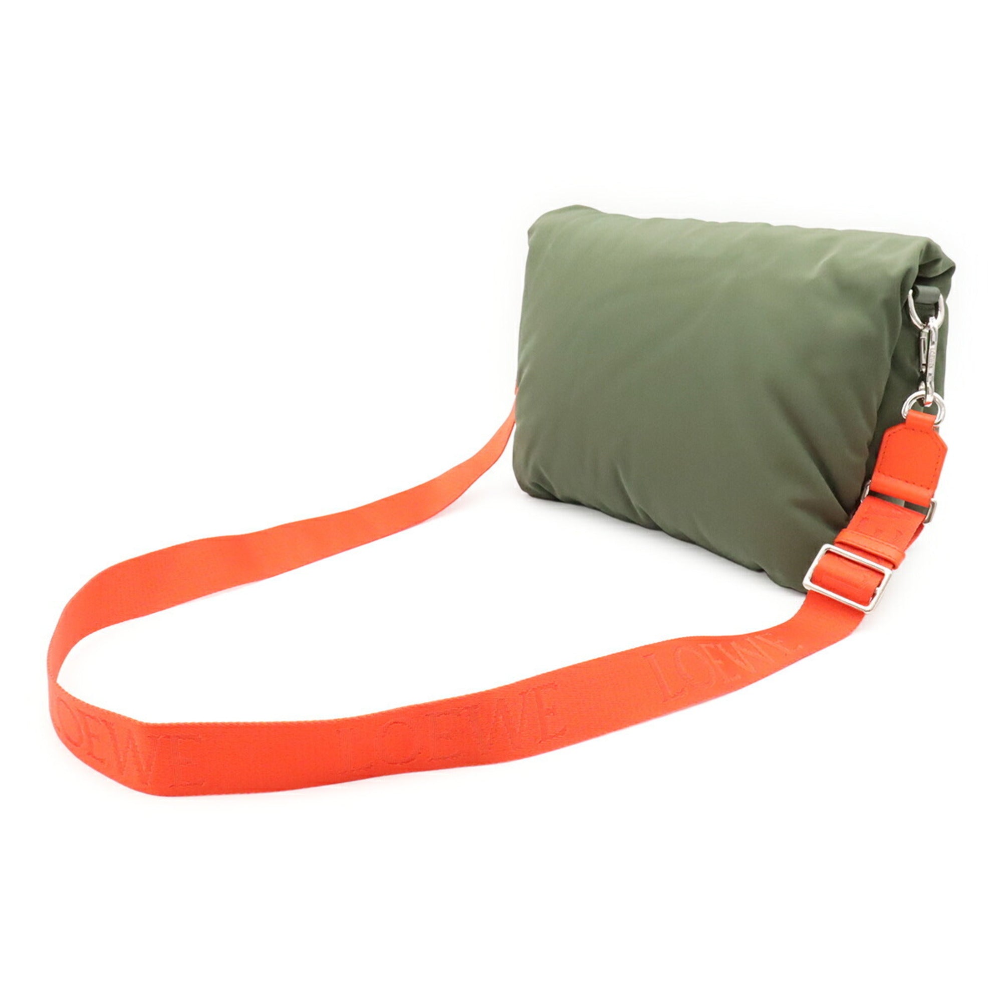 Loewe Green Khaki Orange Nylon Messenger Bag Shoulder Bag (Pre-Owned)