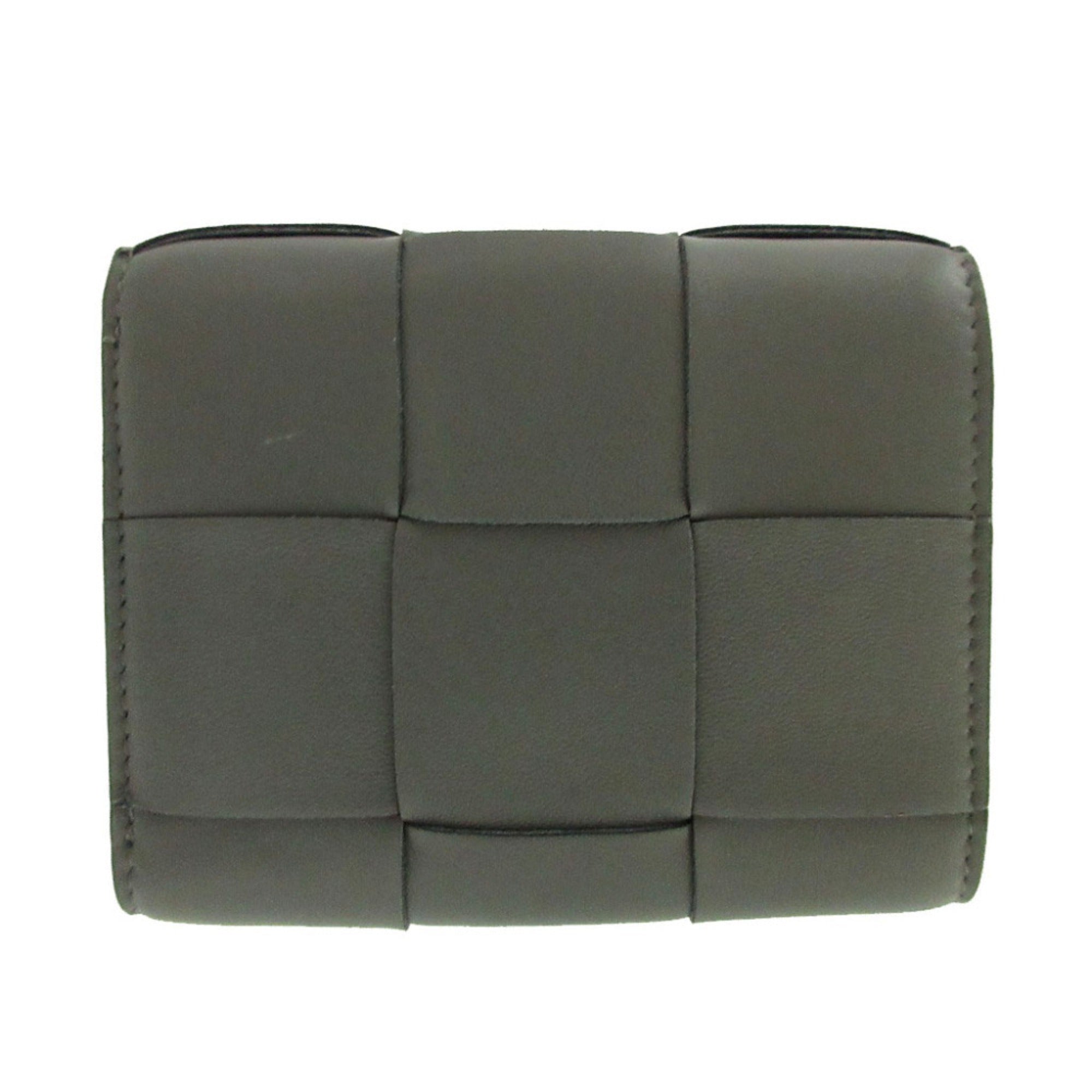Bottega Veneta Gray Leather Wallet (Tri-Fold) (Pre-Owned)