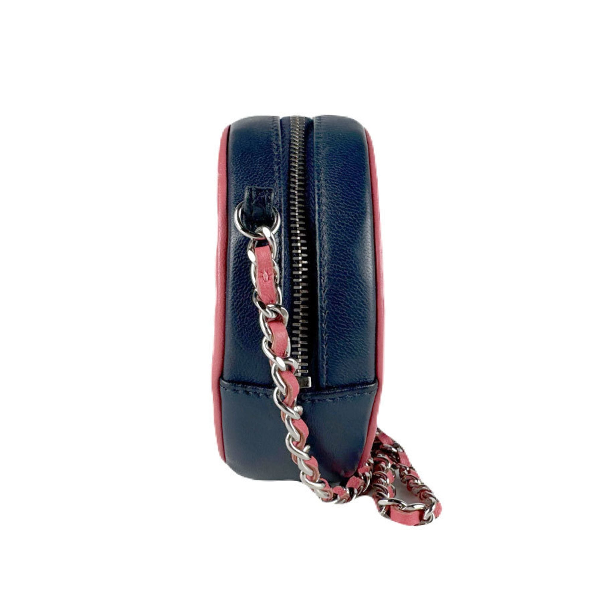 Chanel Navy Pink Leather Shoulder Bag (Pre-Owned)