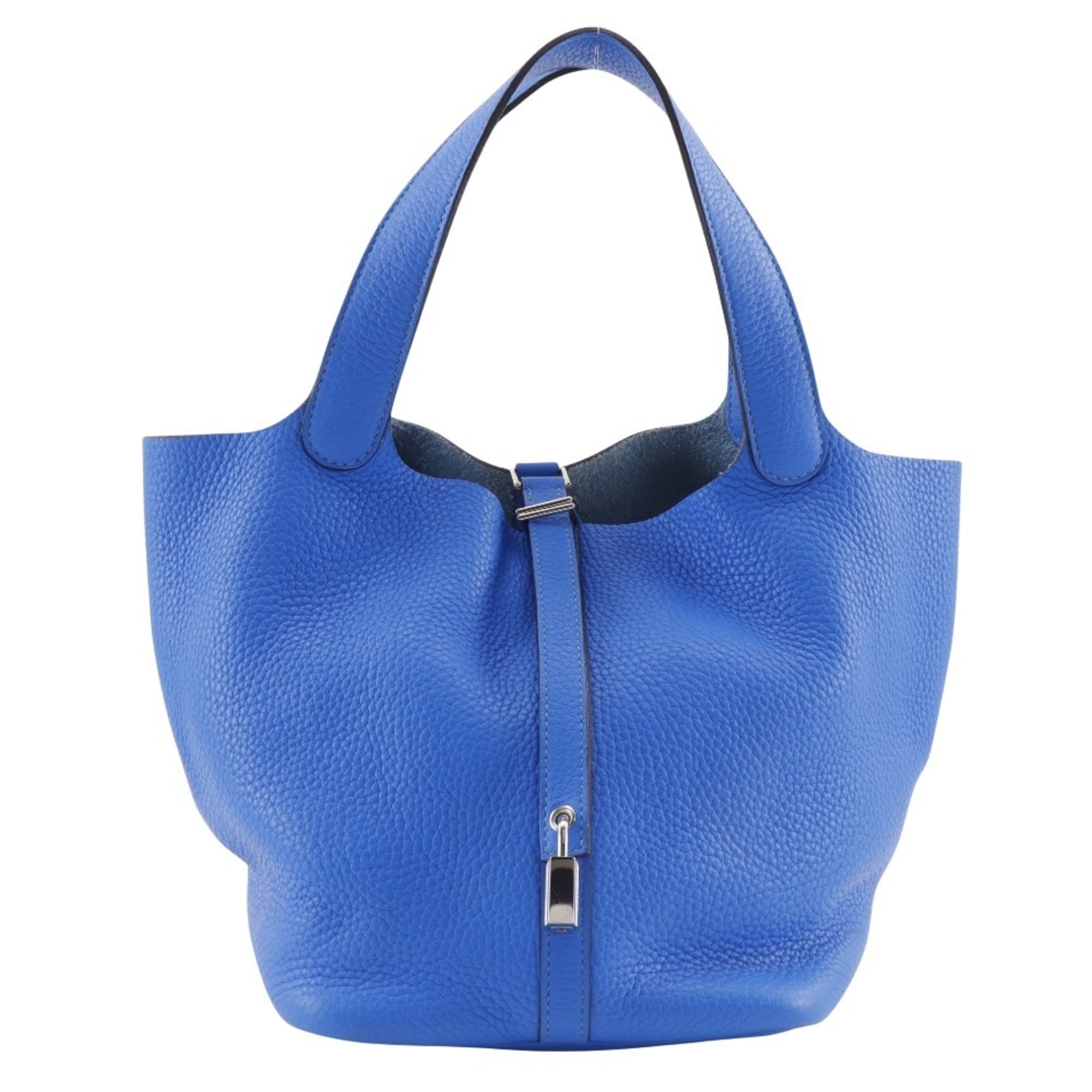 Hermes Picotin Blue Hydra Taurillon Clemence Leather Handbag (Pre-Owned)