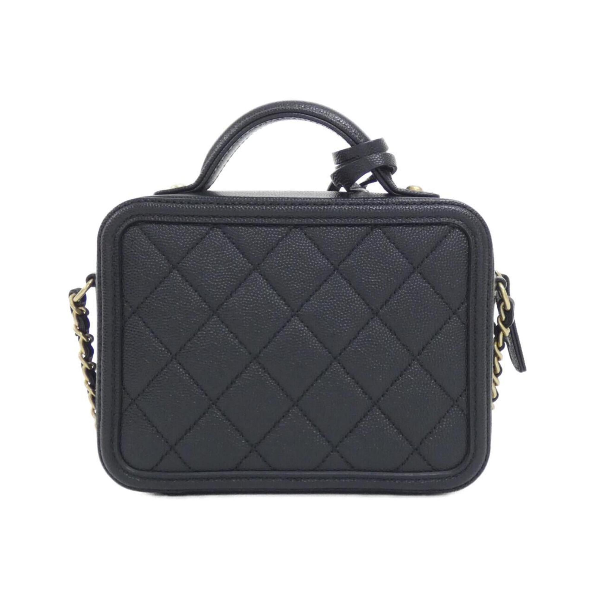 Chanel Black Grained Calfskin Handbag (Pre-Owned)