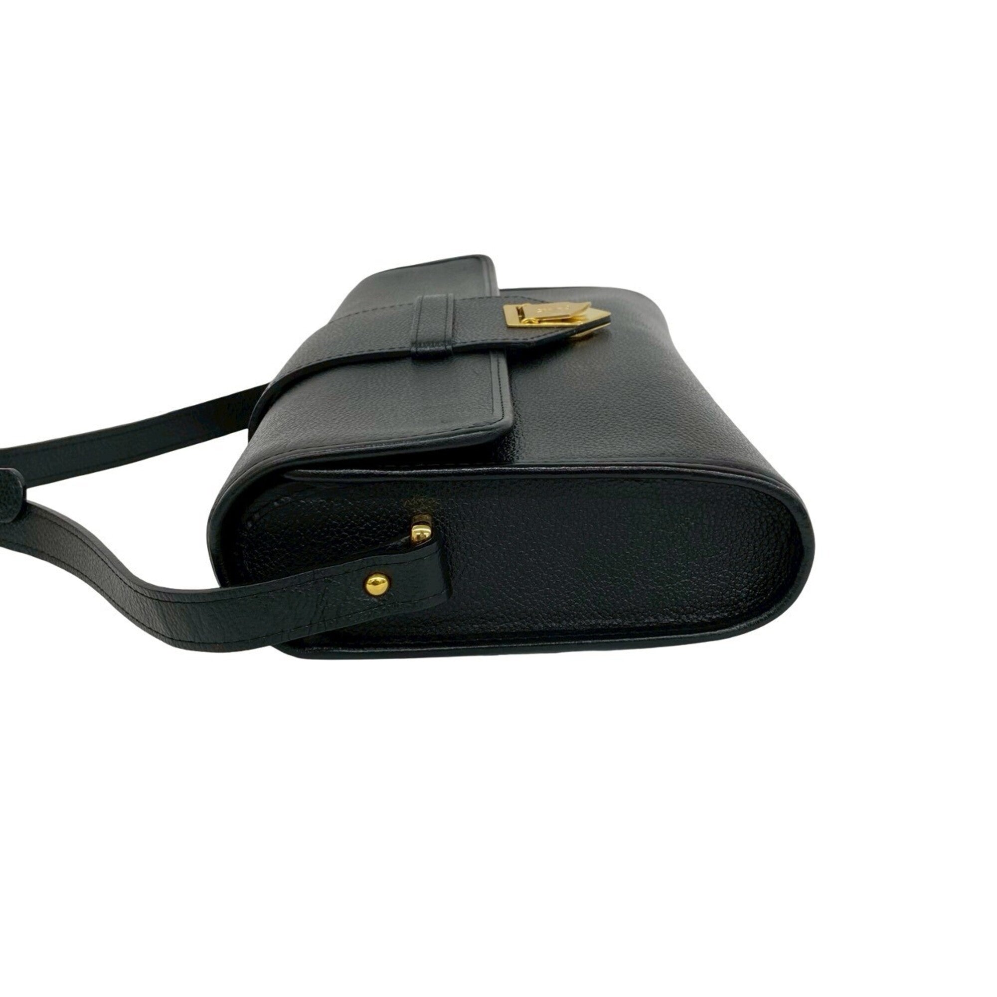 Yves Saint Laurent Black Leather Pochette Shoulder Bag (Pre-Owned)