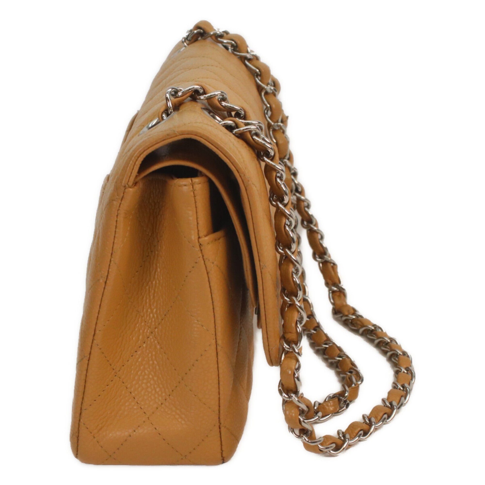 Chanel Beige Grained Calfskin Shoulder Bag (Pre-Owned)
