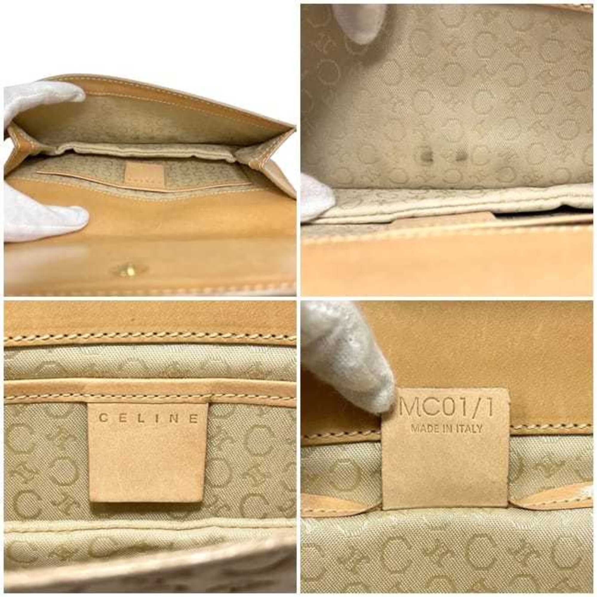 Celine Macadam Beige Leather Shoulder Bag (Pre-Owned)