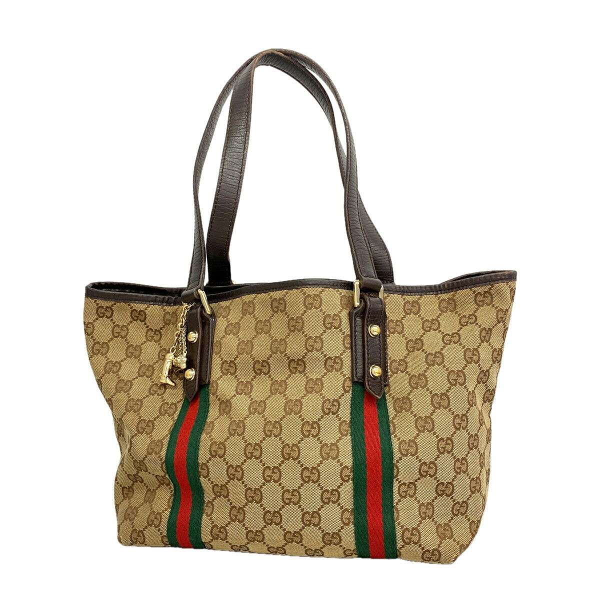 Gucci Beige Brown Canvas Tote Bag (Pre-Owned)