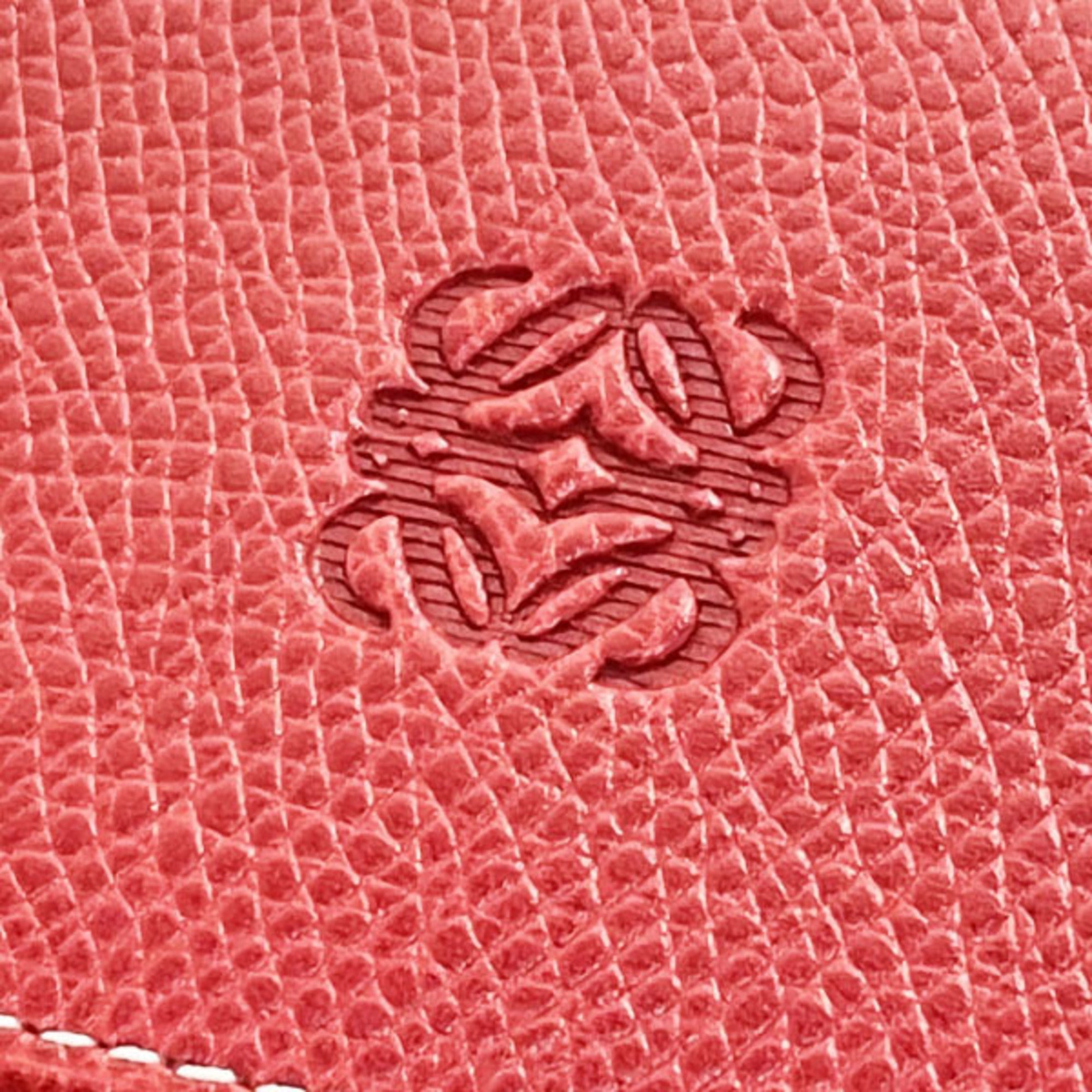 Loewe Red Color Leather Long Wallet (Tri-Fold) (Pre-Owned)