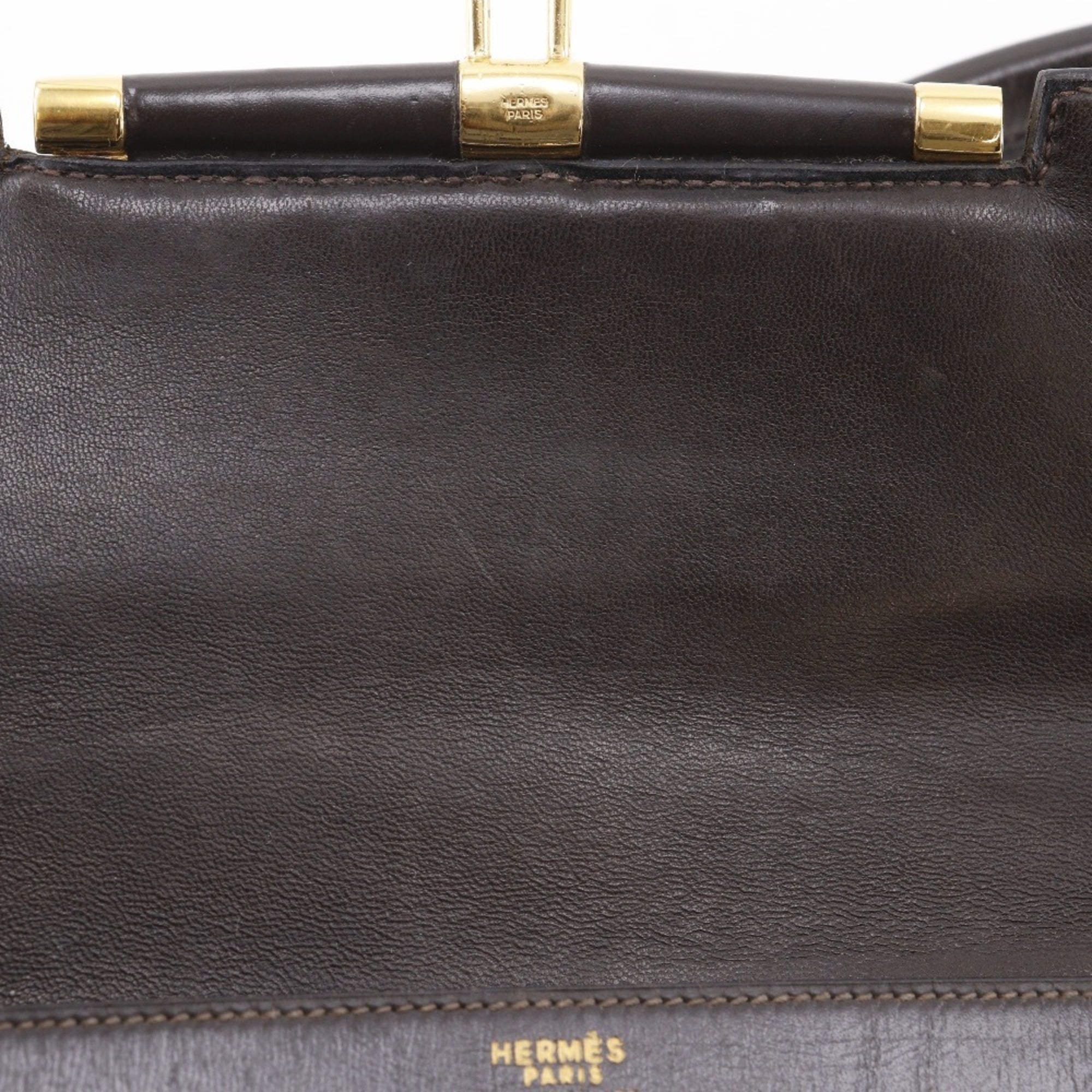 Hermes Brown Box Calf Leather Handbag (Pre-Owned)
