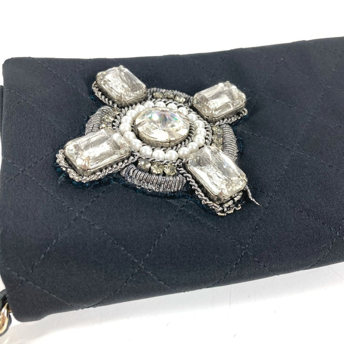 Chanel Black Satin Handbag Shoulder Bag (Pre-Owned)