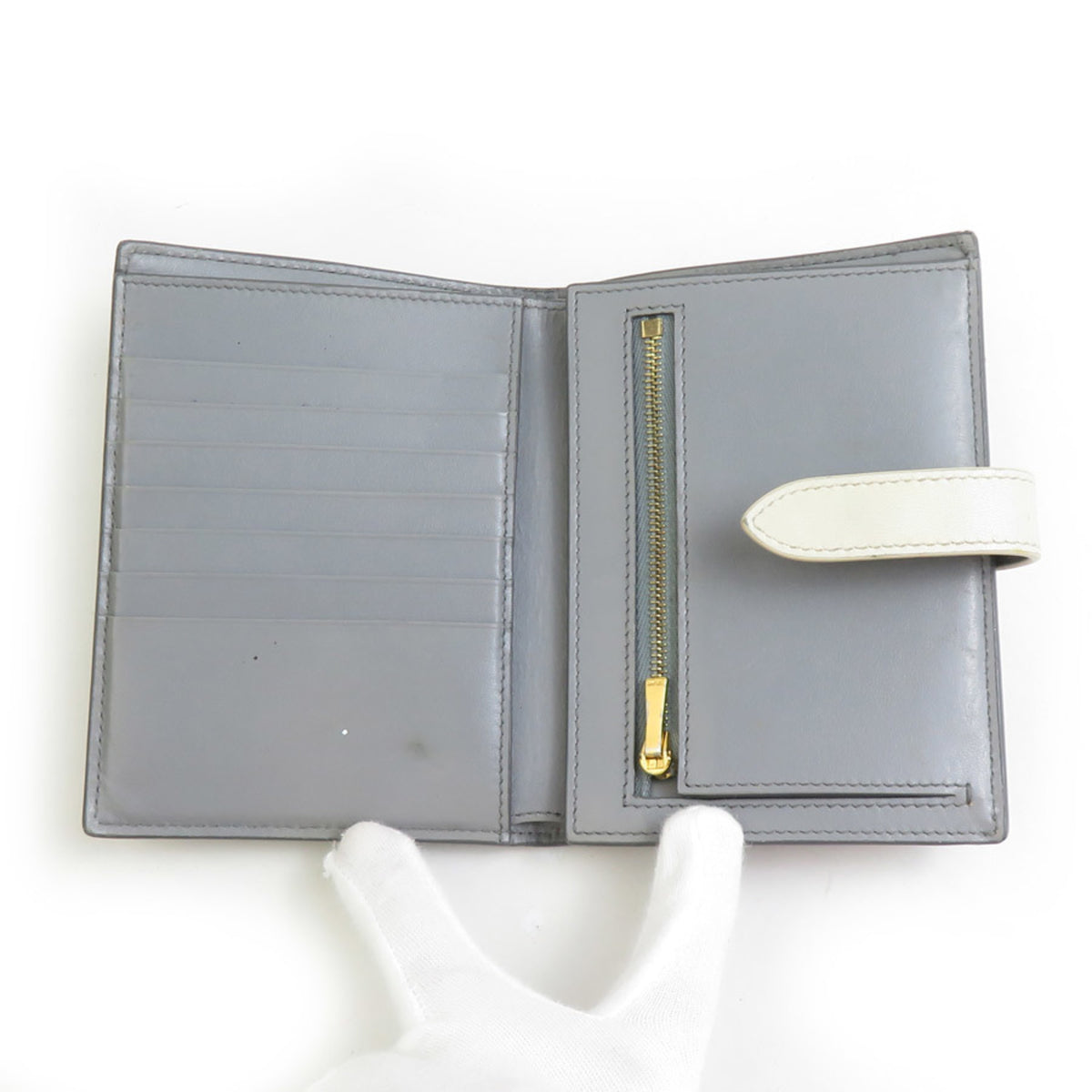 Celine Gray Ivory Leather Wallet (Bi-Fold) (Pre-Owned)