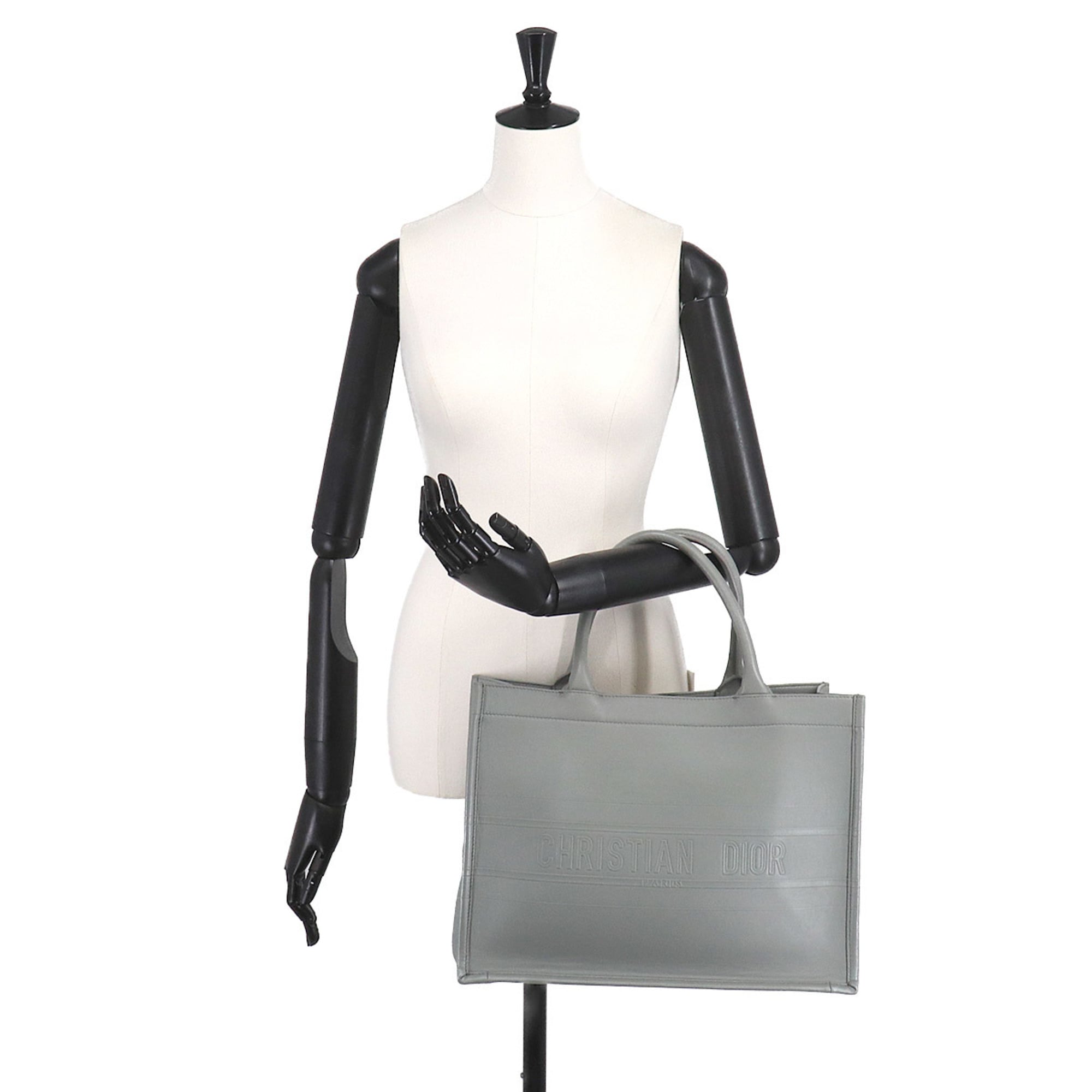 Christian Dior Gray Leather Handbag Tote Bag (Pre-Owned)