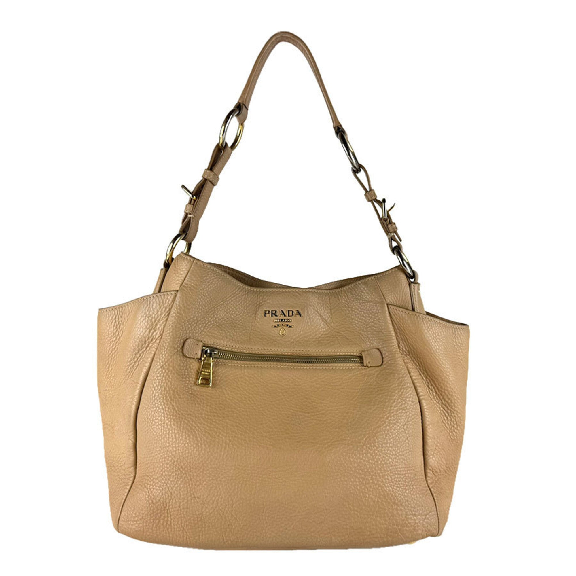 Prada Beige Leather Shoulder Bag (Pre-Owned)