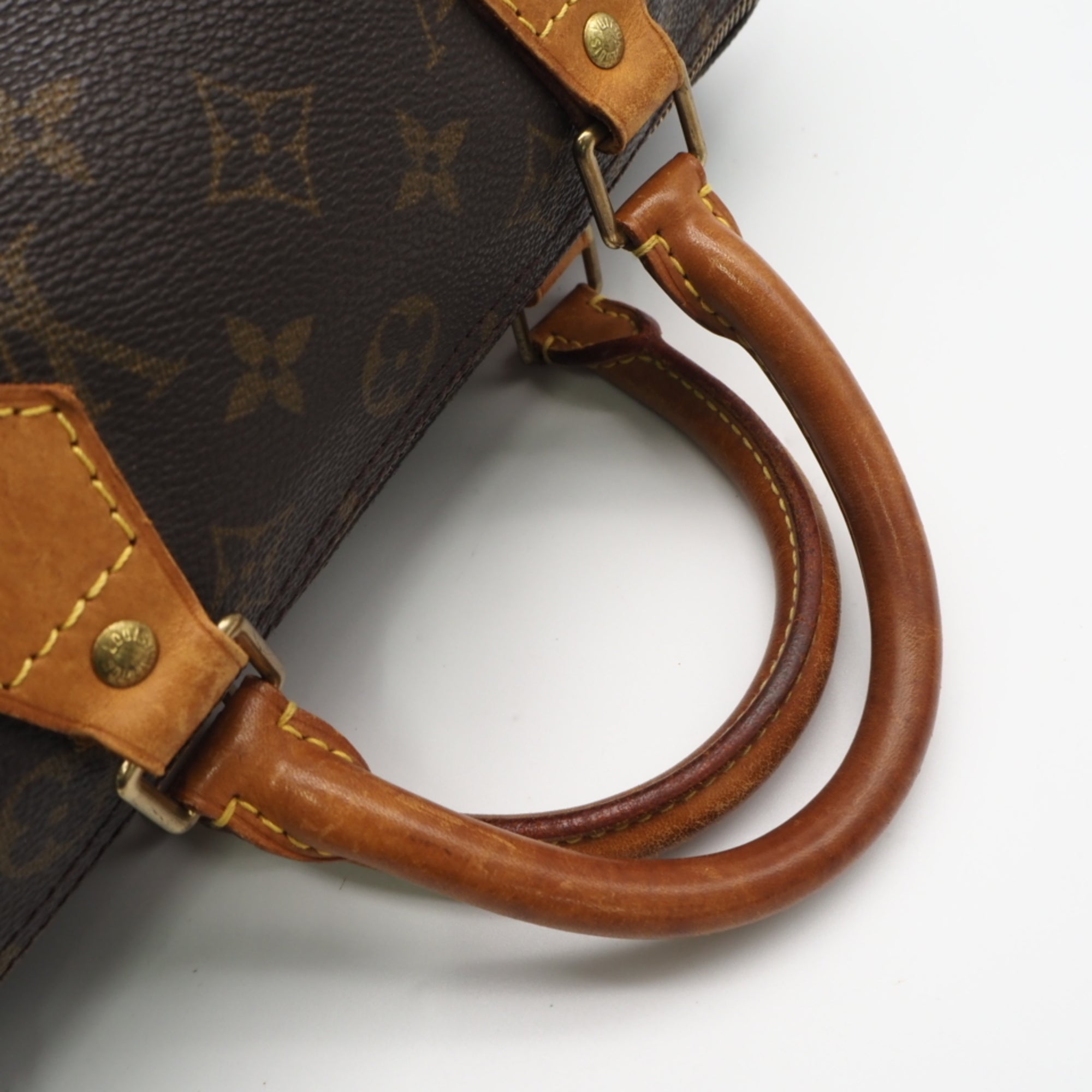 Louis Vuitton Beige Brown Coated Canvas Leather Handbag (Pre-Owned)