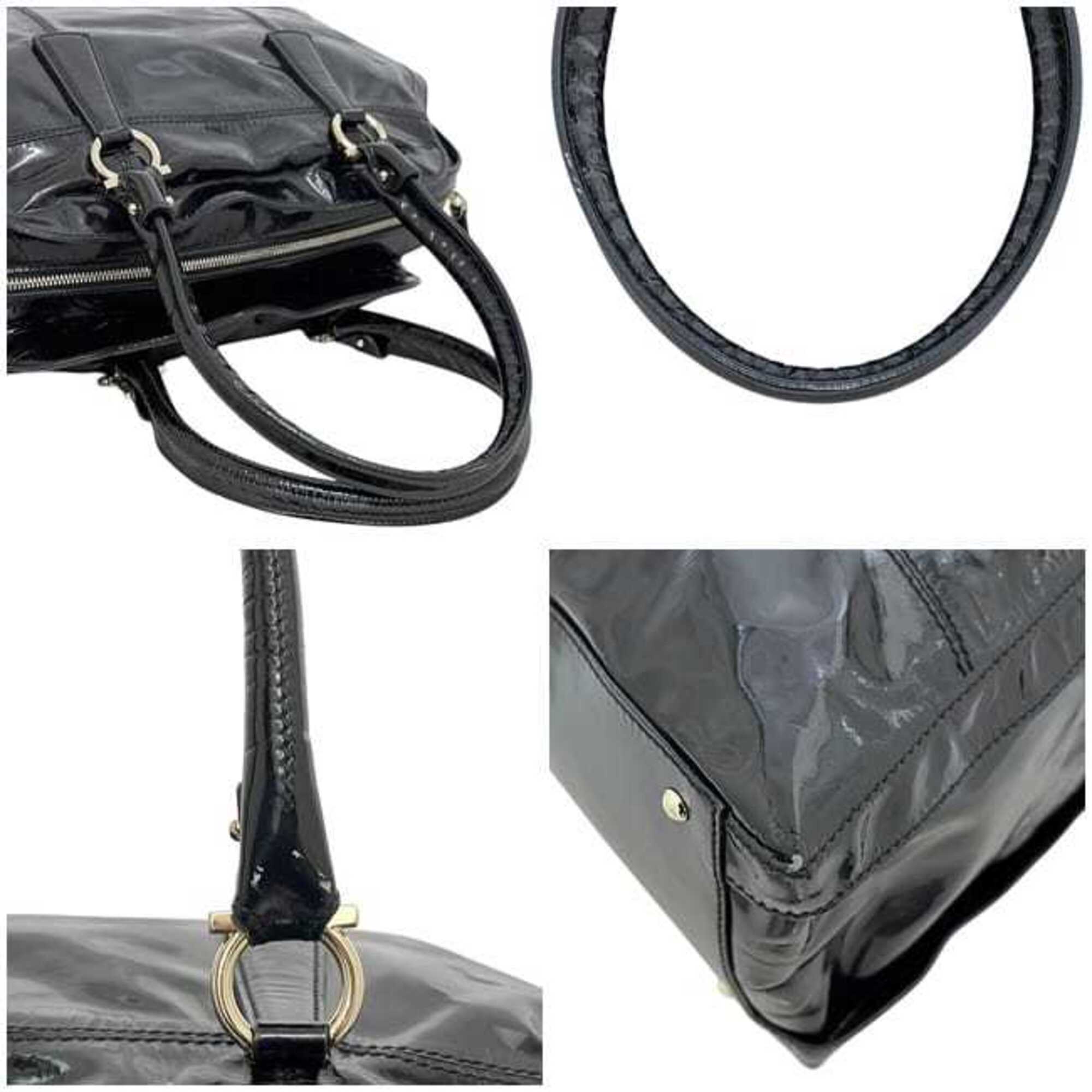 Salvatore Ferragamo Black Patent Leather Tote Bag (Pre-Owned)