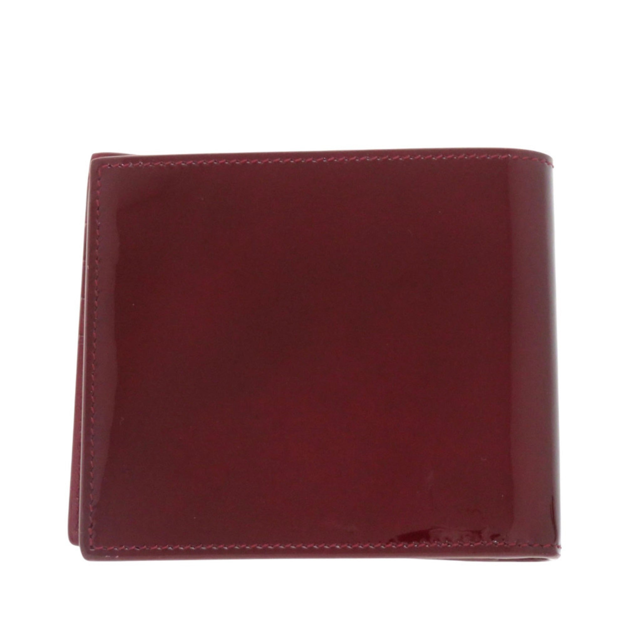 Yves Saint Laurent Bordeaux Red Color Patent Leather Wallet (Bi-Fold) (Pre-Owned)