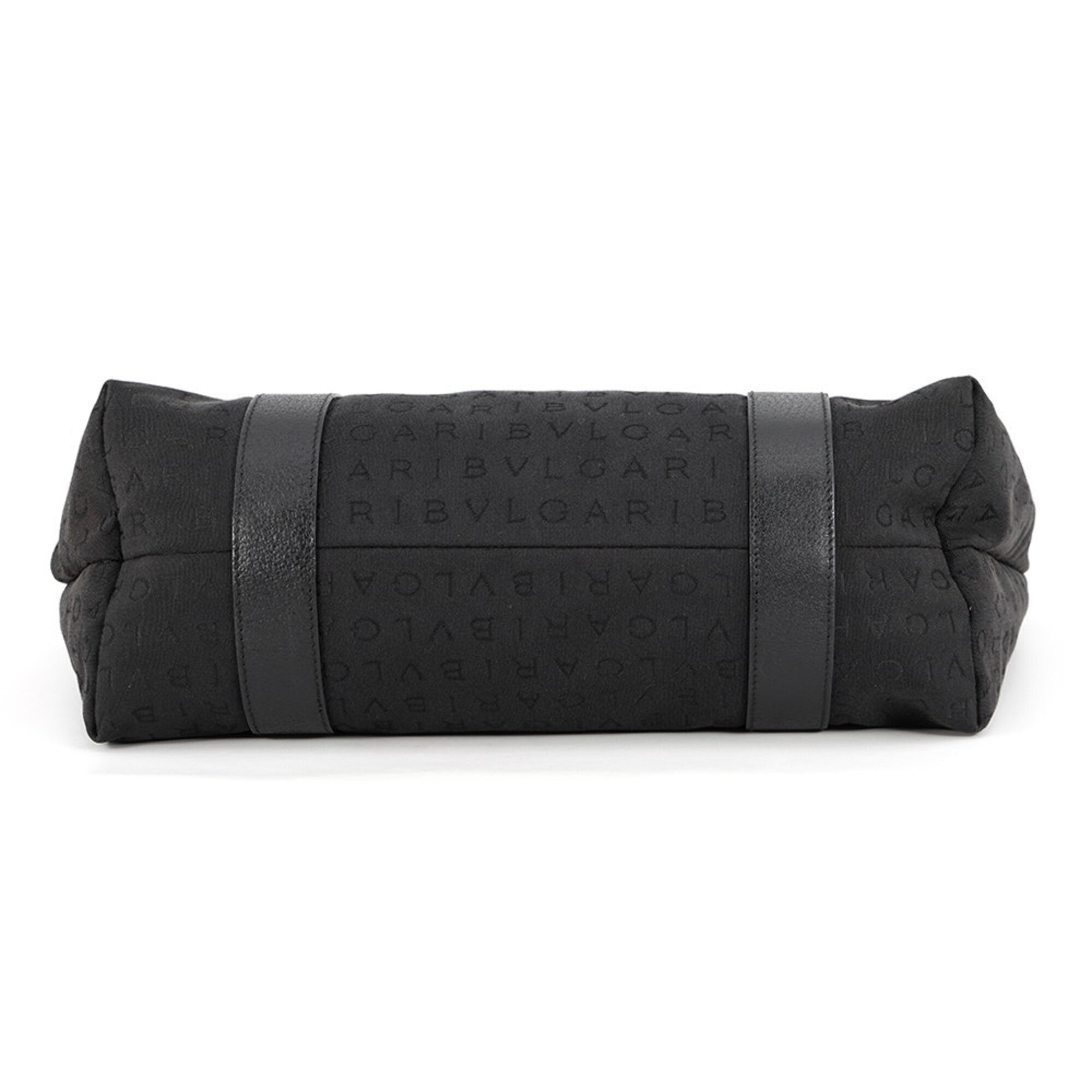 Bvlgari Black Canvas Leather Handbag Tote Bag (Pre-Owned)