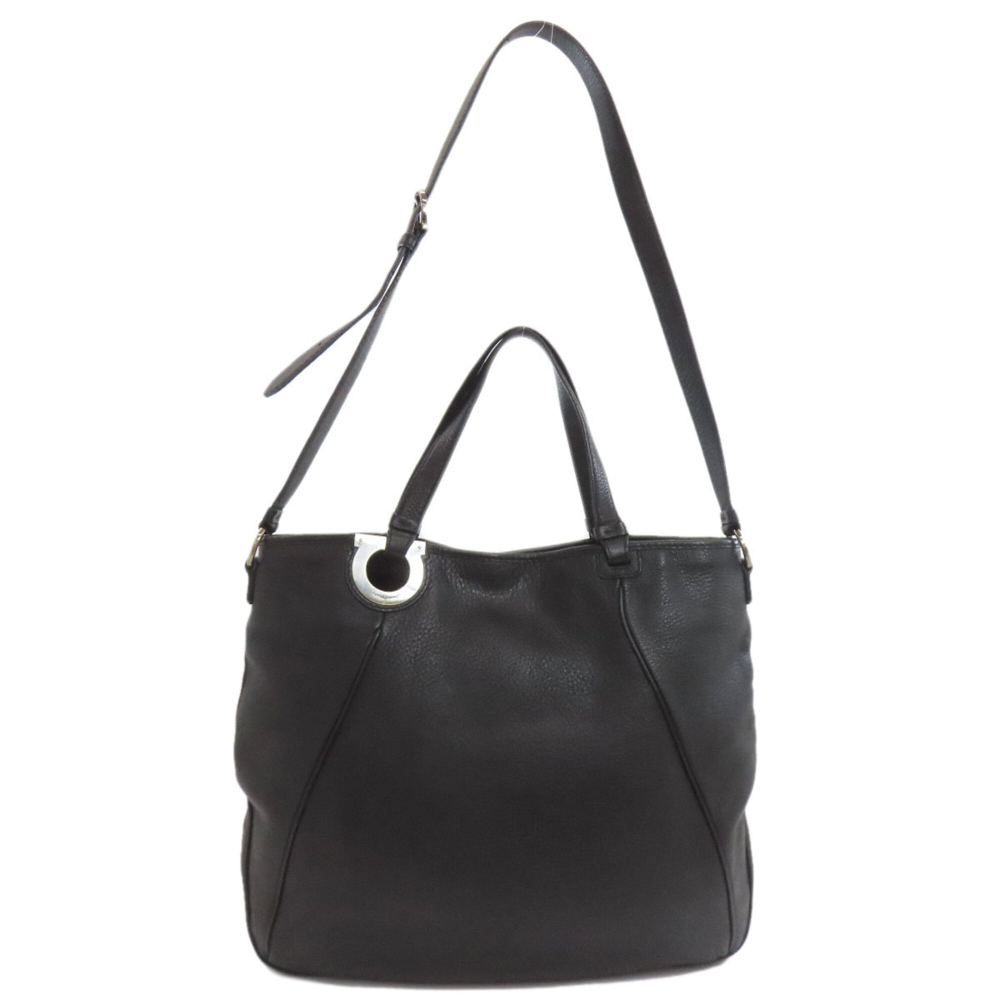Salvatore Ferragamo Black Leather Tote Bag (Pre-Owned)