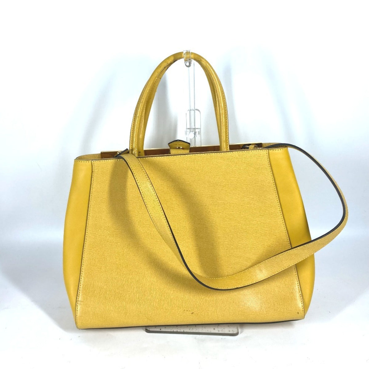 Fendi Yellow Leather Handbag Shoulder Bag Tote Bag (Pre-Owned)