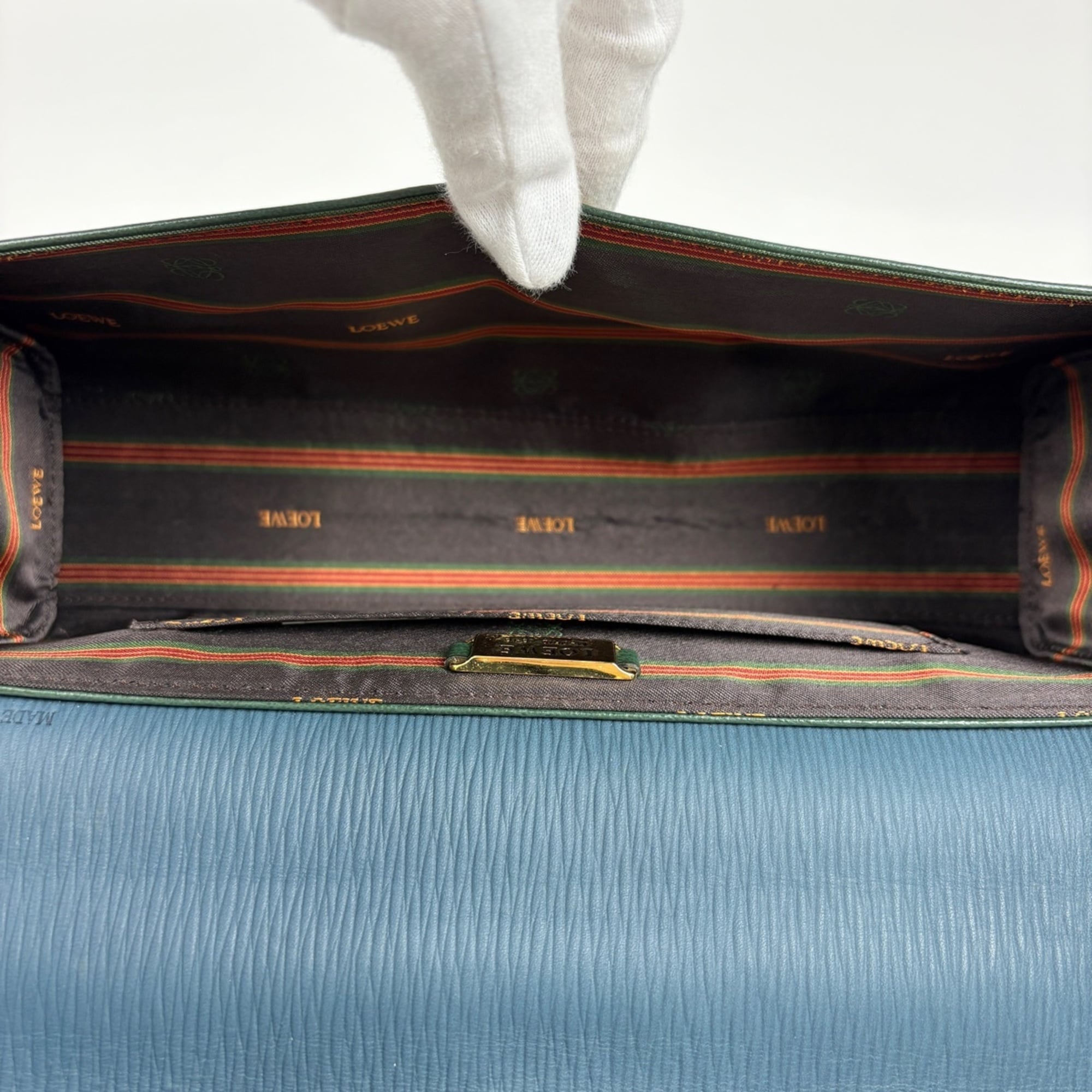 Loewe Blue Green Leather Handbag (Pre-Owned)