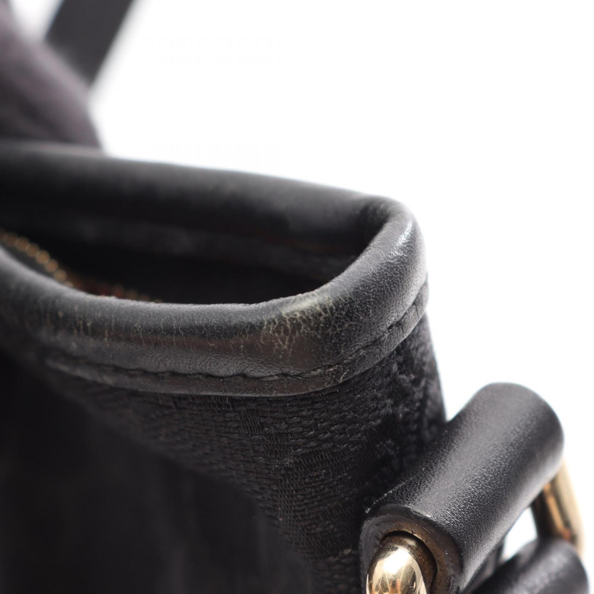 Gucci Black Gg Canvas Leather Handbag Shoulder Bag (Pre-Owned)