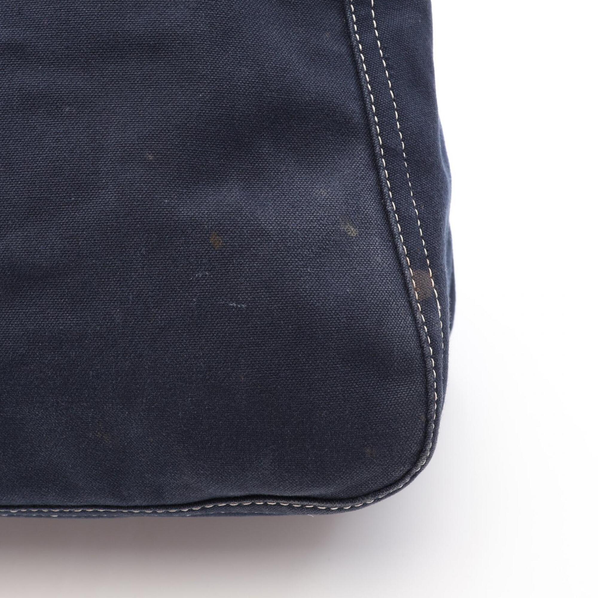 Fendi Navy Canvas Leather Handbag Shoulder Bag (Pre-Owned)