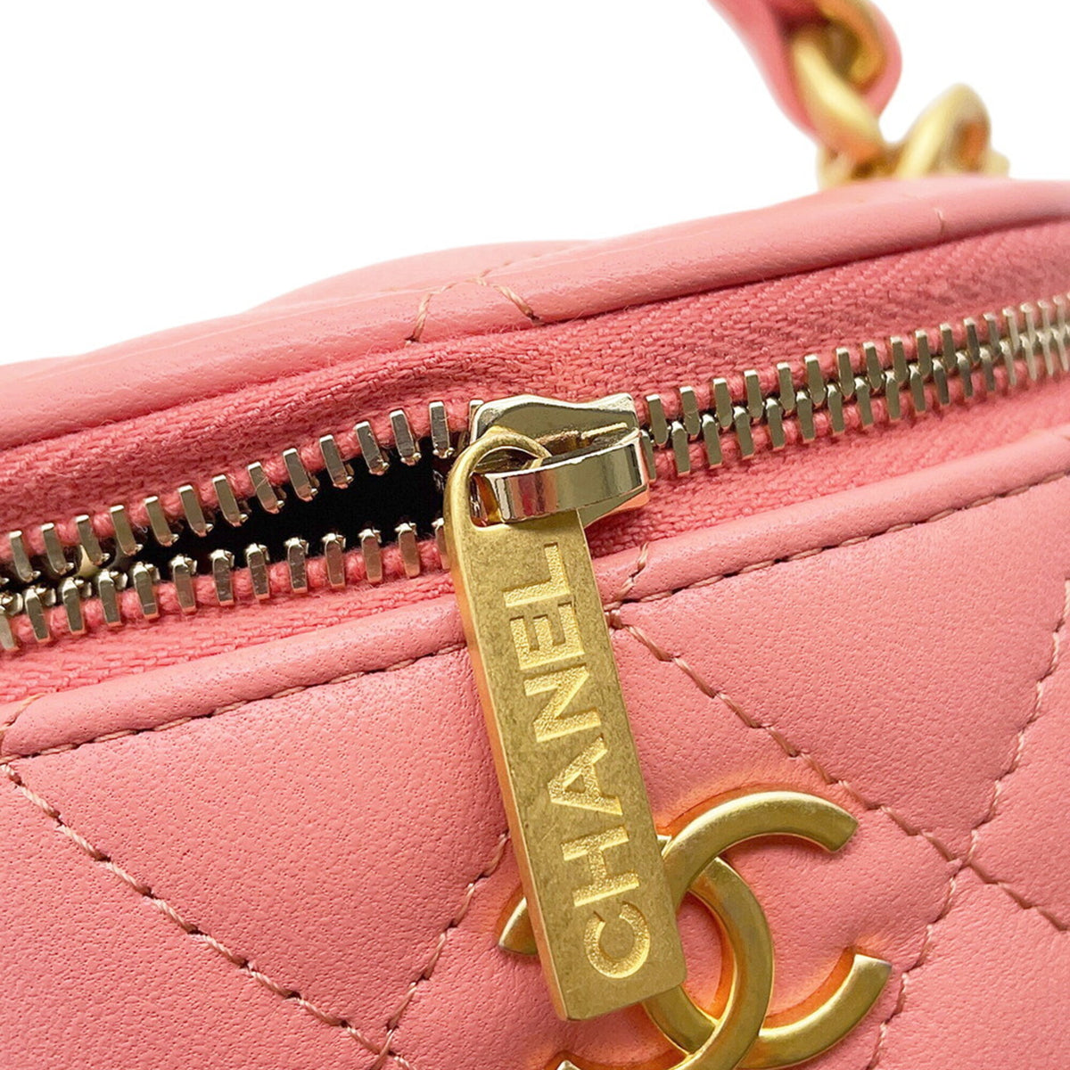 Chanel Pink Leather Handbag Shoulder Bag Vanity Bag (Pre-Owned)