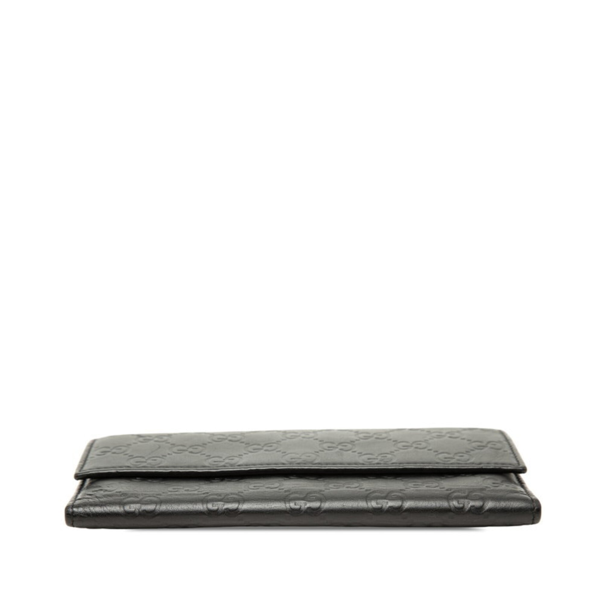 Gucci Black Leather Long Wallet (Tri-Fold) (Pre-Owned)
