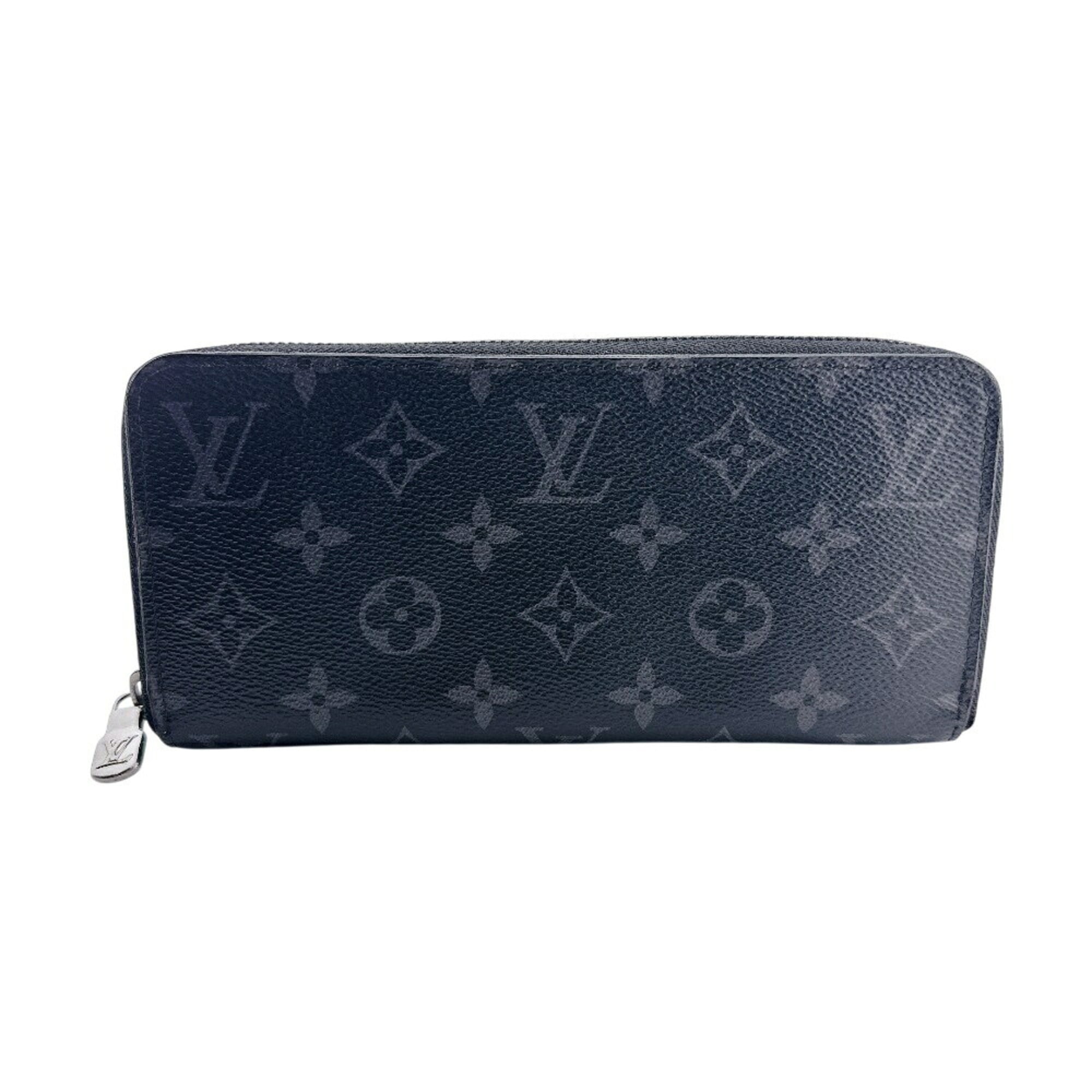 Louis Vuitton Monogram Eclipse Black Gray Monogram Eclipse Leather Long Wallet (Bi-Fold) (Pre-Owned)