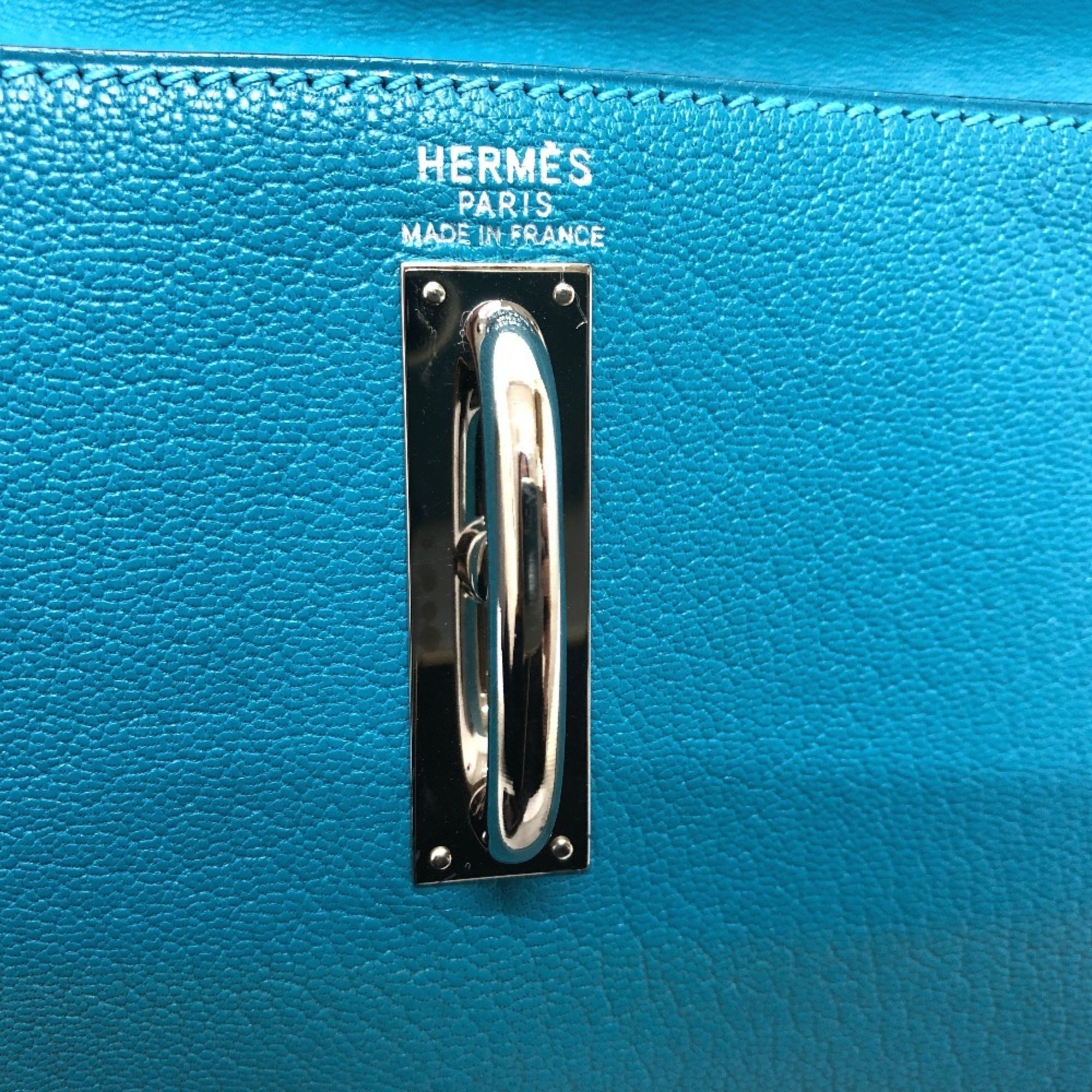 Hermes Blue Jean Chevre Myzore Leather Clutch Bag Pouch (Pre-Owned)