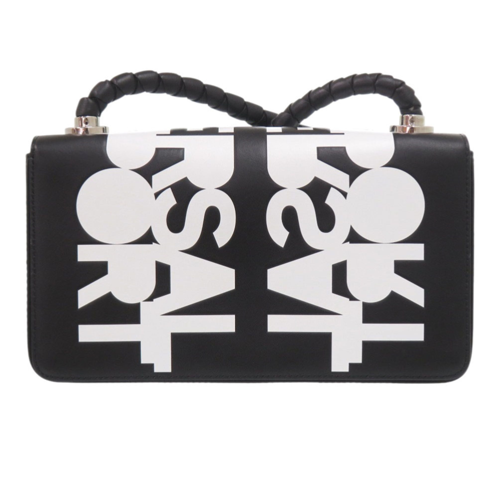 Burberry Black White Leather Shoulder Bag (Pre-Owned)