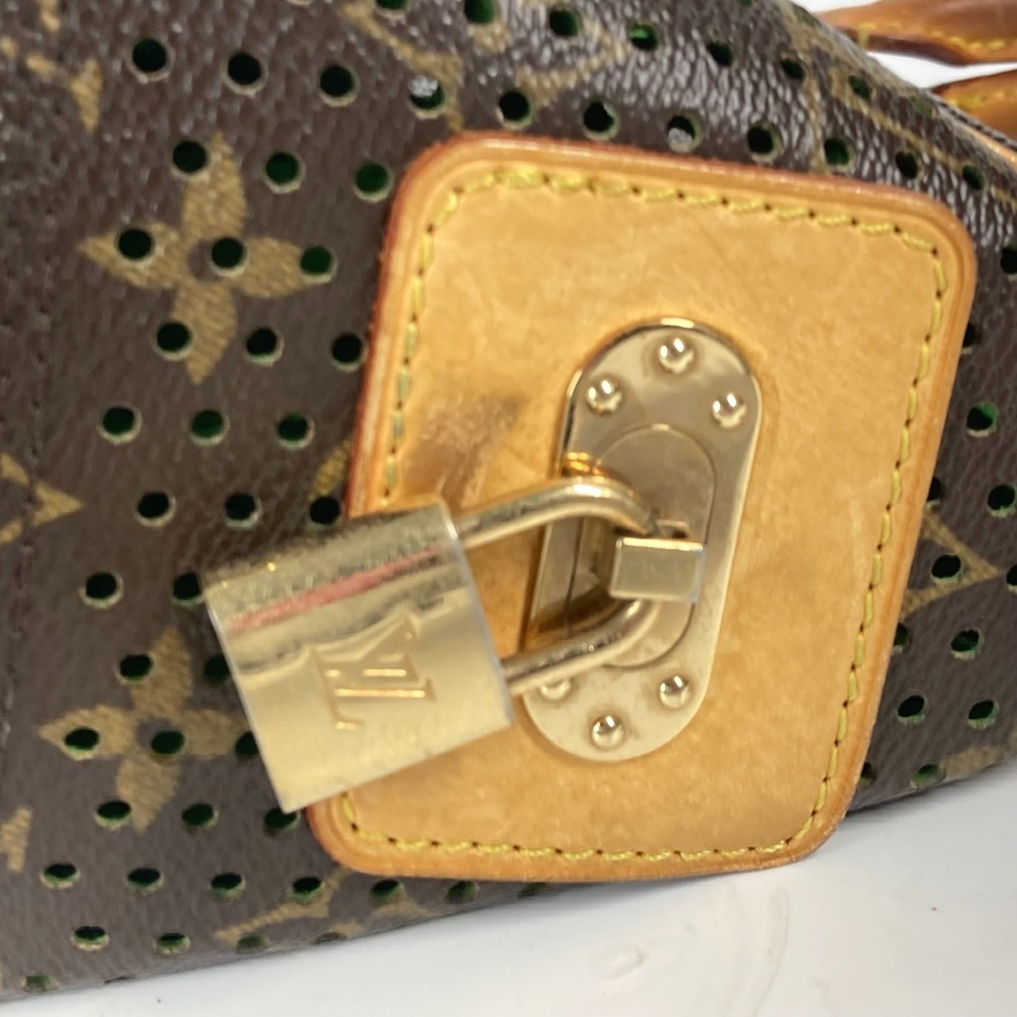 Louis Vuitton Brown Green Monogram Boston Bag Handbag (Pre-Owned)