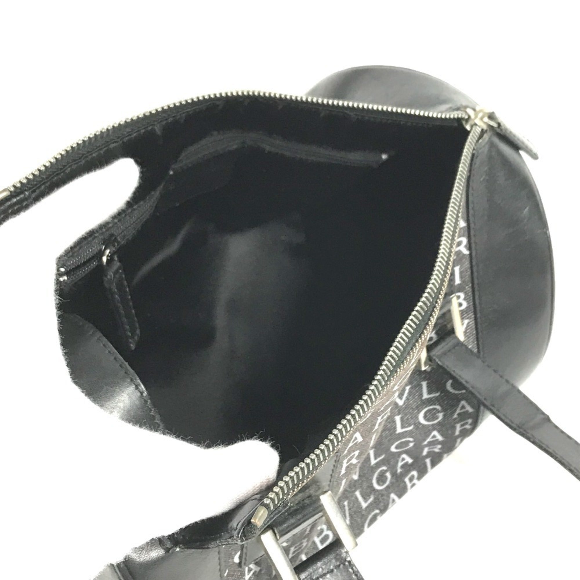 Bvlgari Black Blue Canvas Leather Handbag (Pre-Owned)