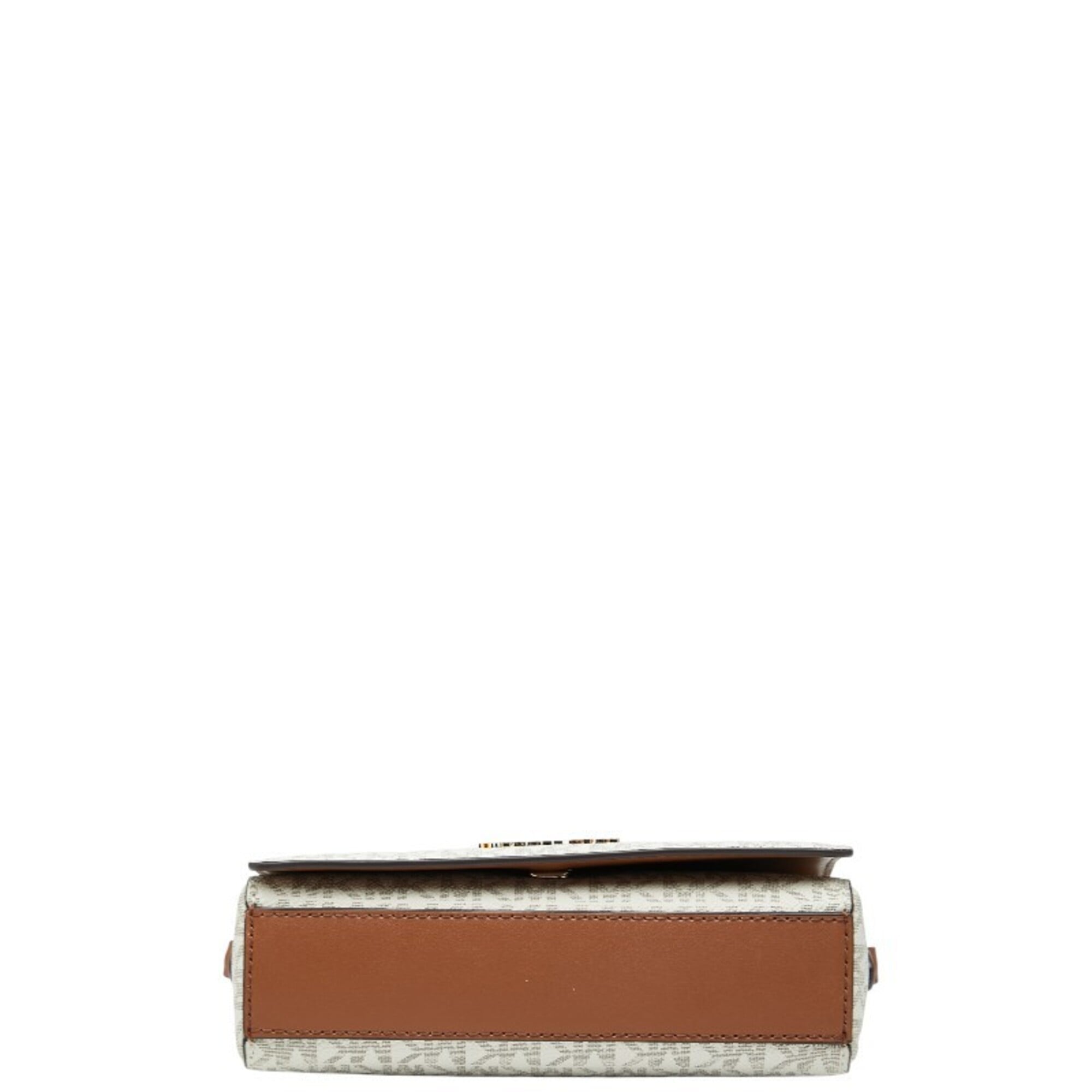 Michael Kors Beige Brown White Pvc Leather Pouch Shoulder Bag (Pre-Owned)