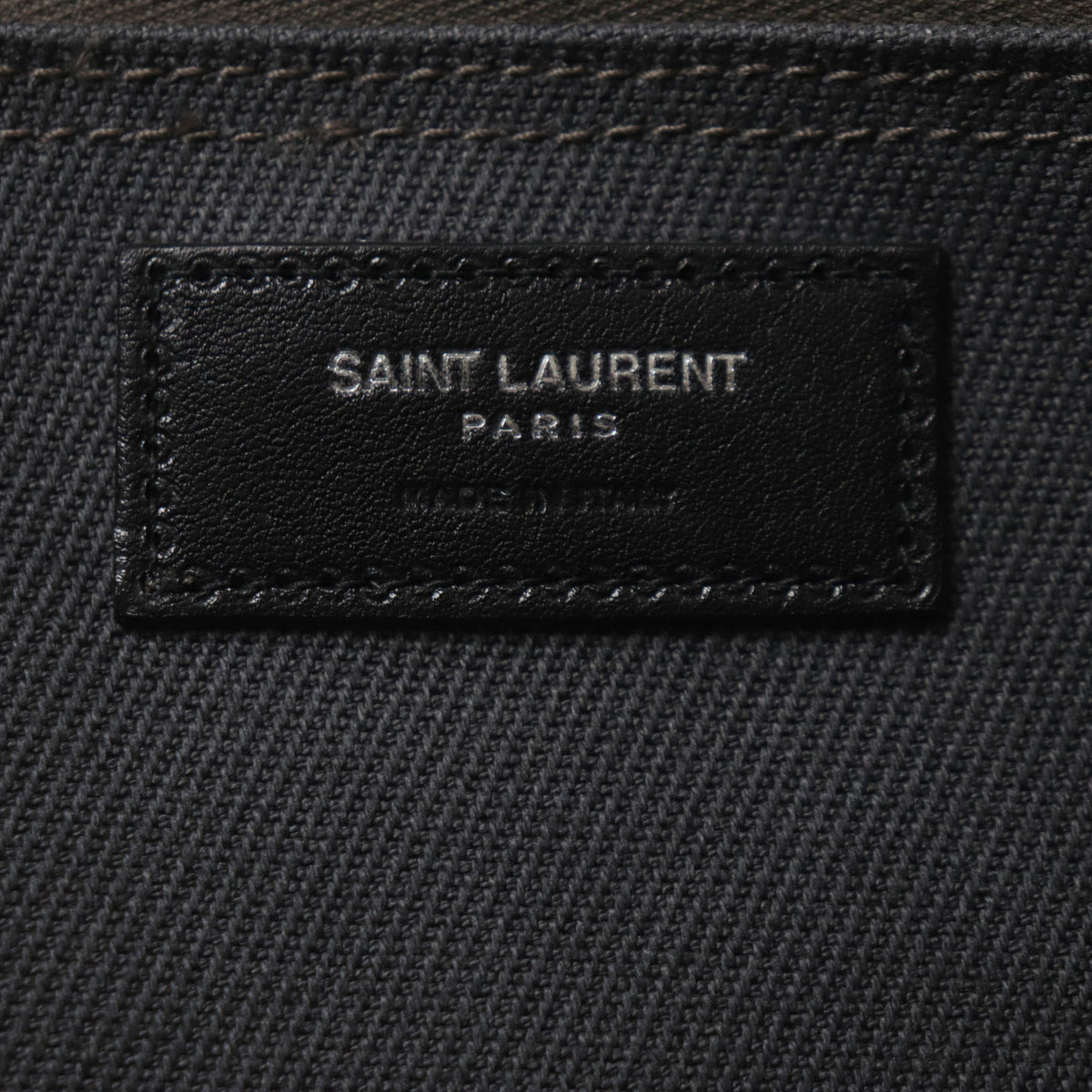 Saint Laurent Black Dark Gray Canvas Leather Tote Bag (Pre-Owned)