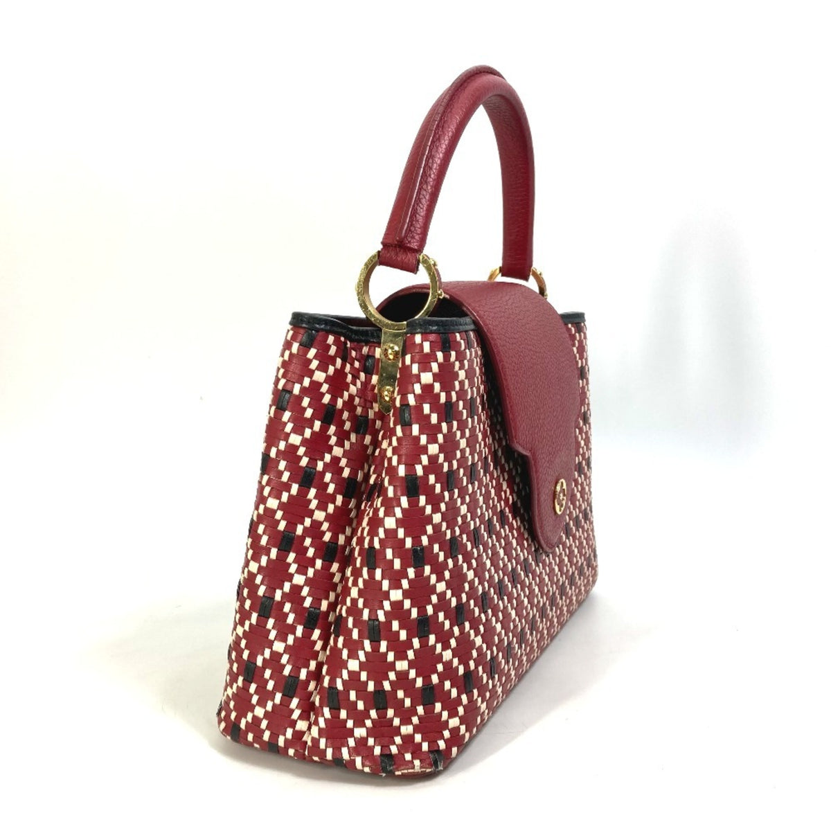 Louis Vuitton Black Red Color Leather Handbag (Pre-Owned)