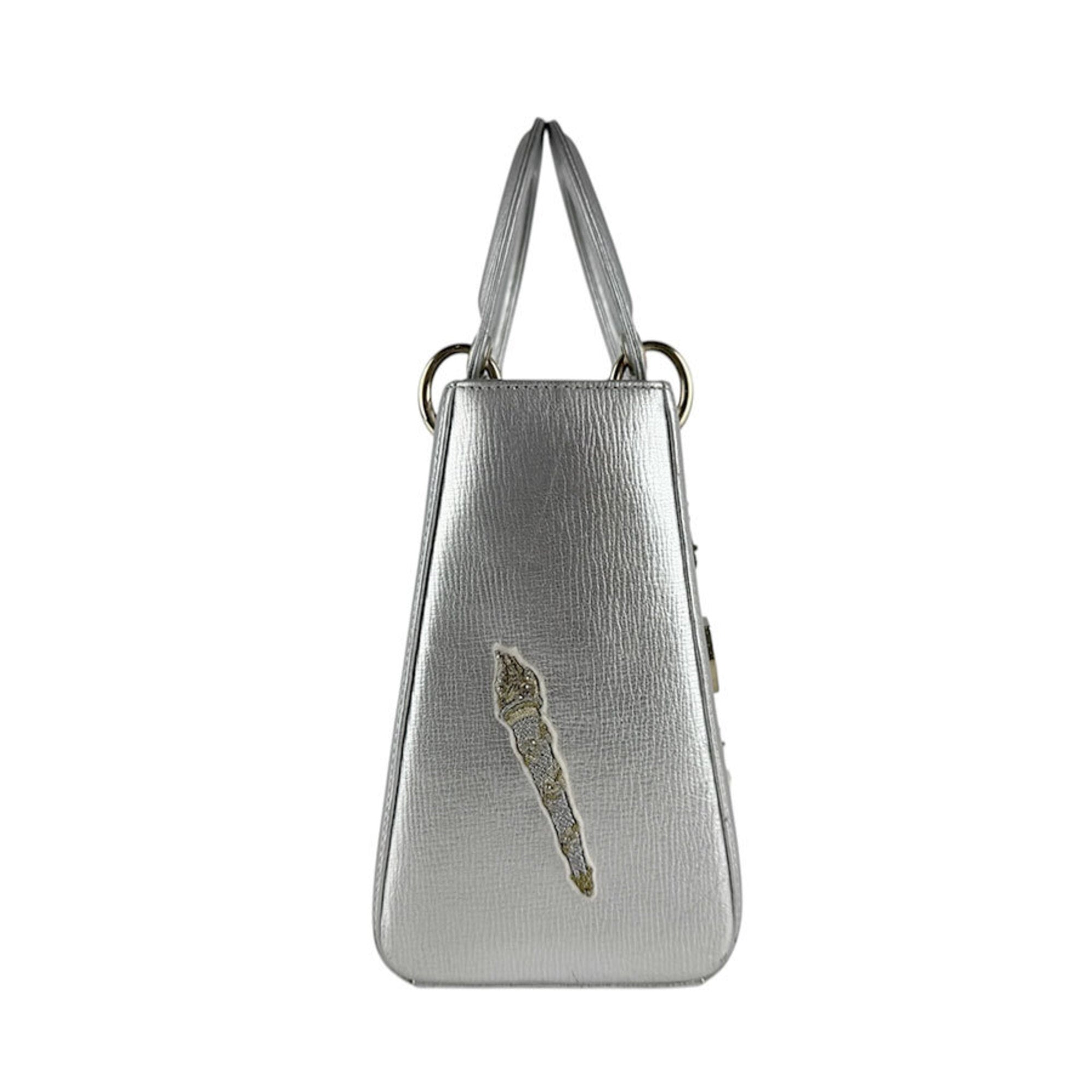 Christian Dior Multi-Color Silver Leather Handbag Shoulder Bag (Pre-Owned)