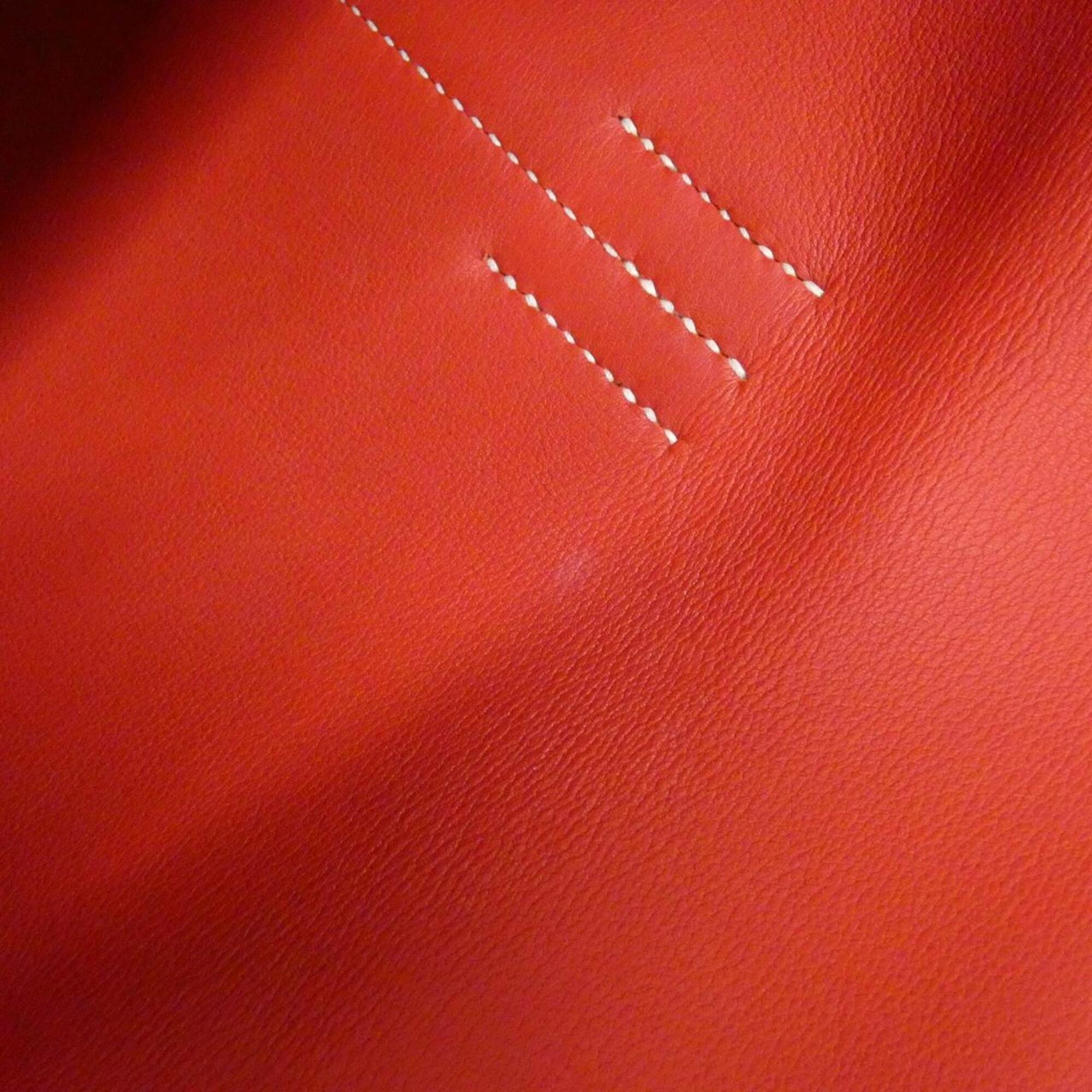 Hermes Rouge Casaque Taurillon Clemence Leather Handbag (Pre-Owned)