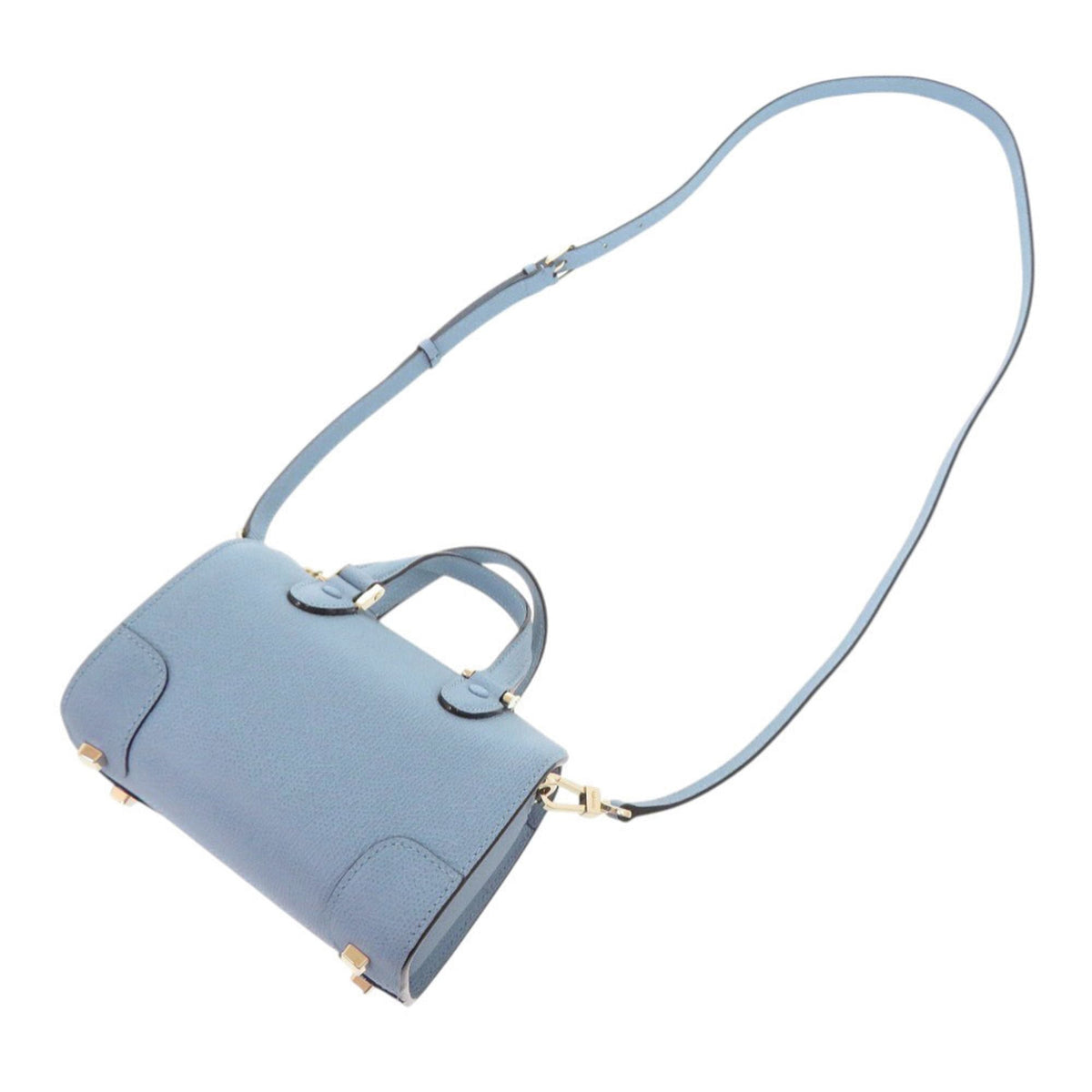 Valextra Blue Leather Handbag Shoulder Bag (Pre-Owned)