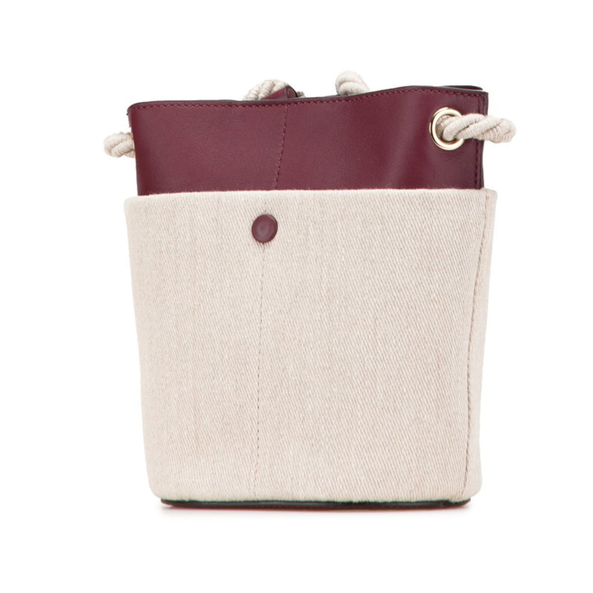 Chloé Beige Wine Leather Linen Shoulder Bag (Pre-Owned)