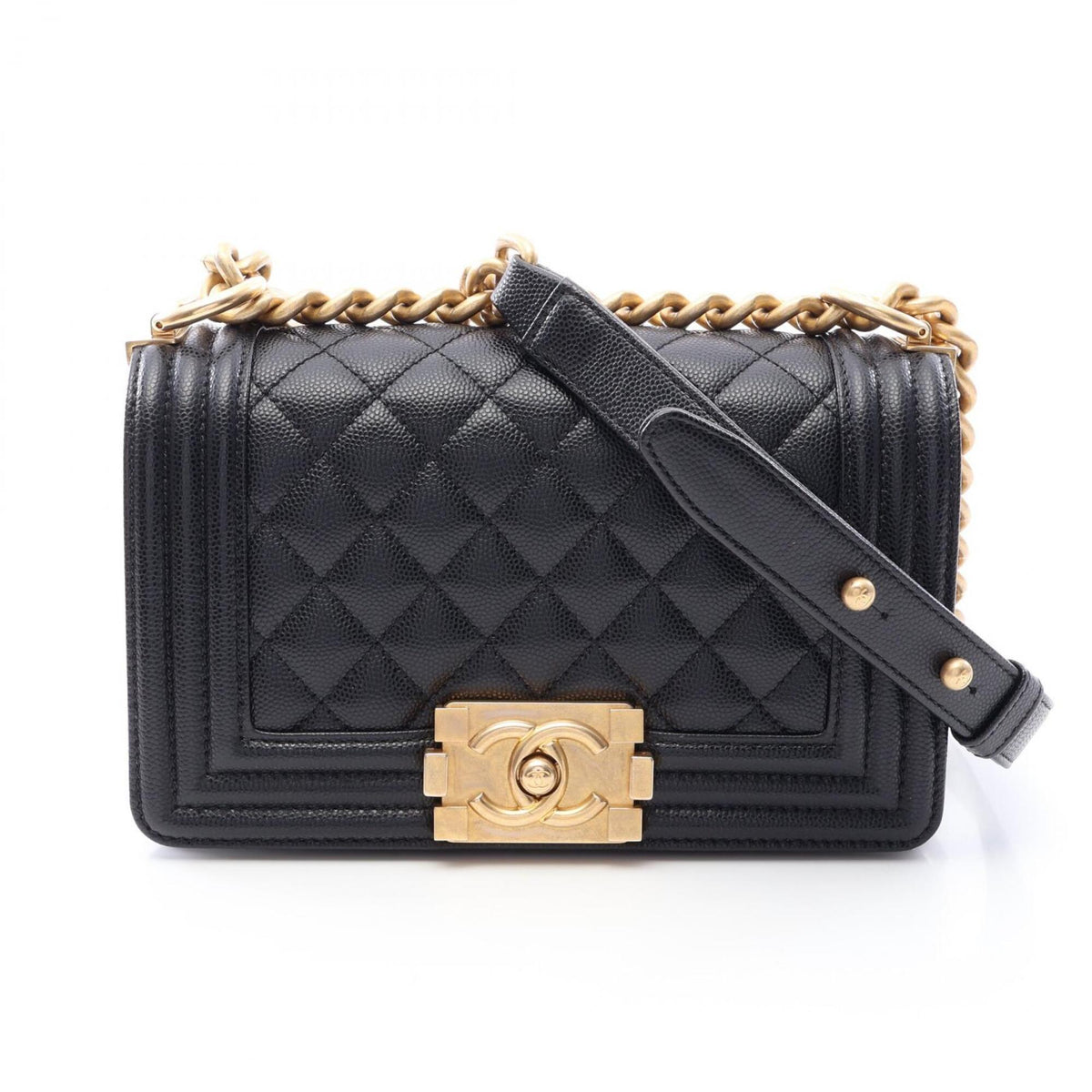 Chanel Black Grained Calfskin Handbag Shoulder Bag (Pre-Owned)
