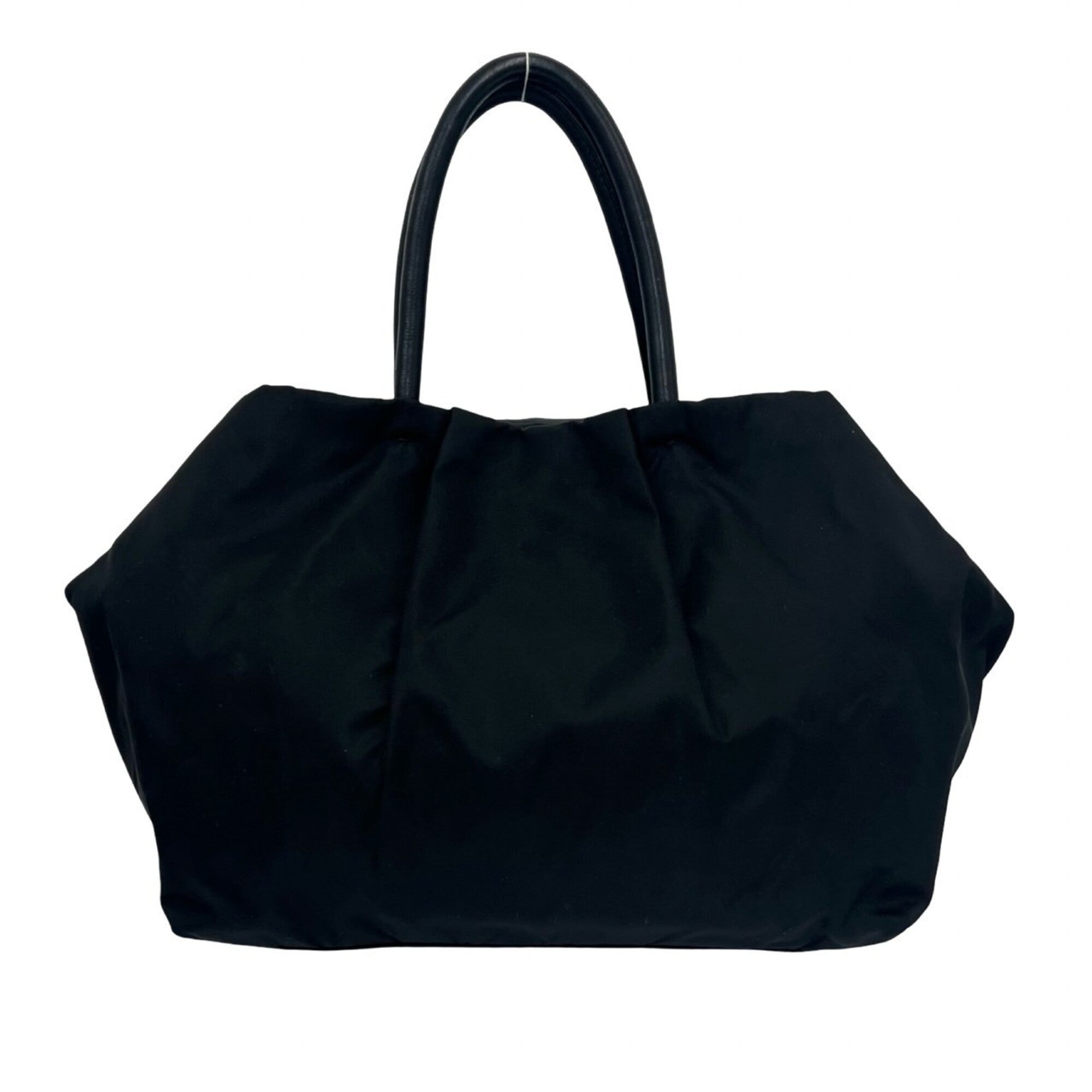 Prada Black Nylon Leather Handbag Tote Bag (Pre-Owned)