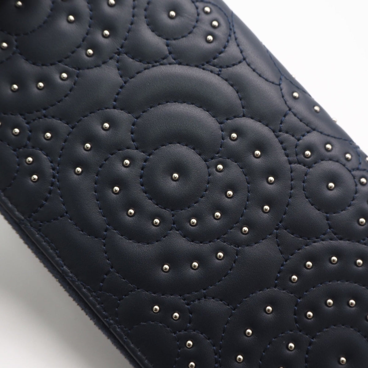 Chanel Camellia Navy Leather Long Wallet (Bi-Fold) (Pre-Owned)