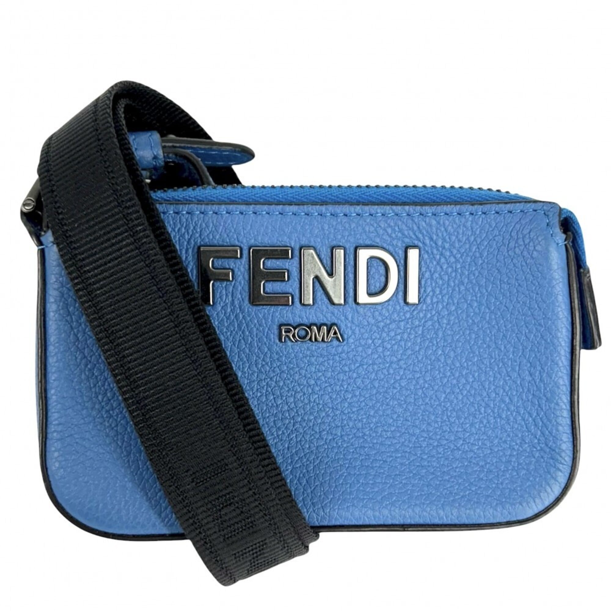 Fendi Blue Leather Pouch (Pre-Owned)
