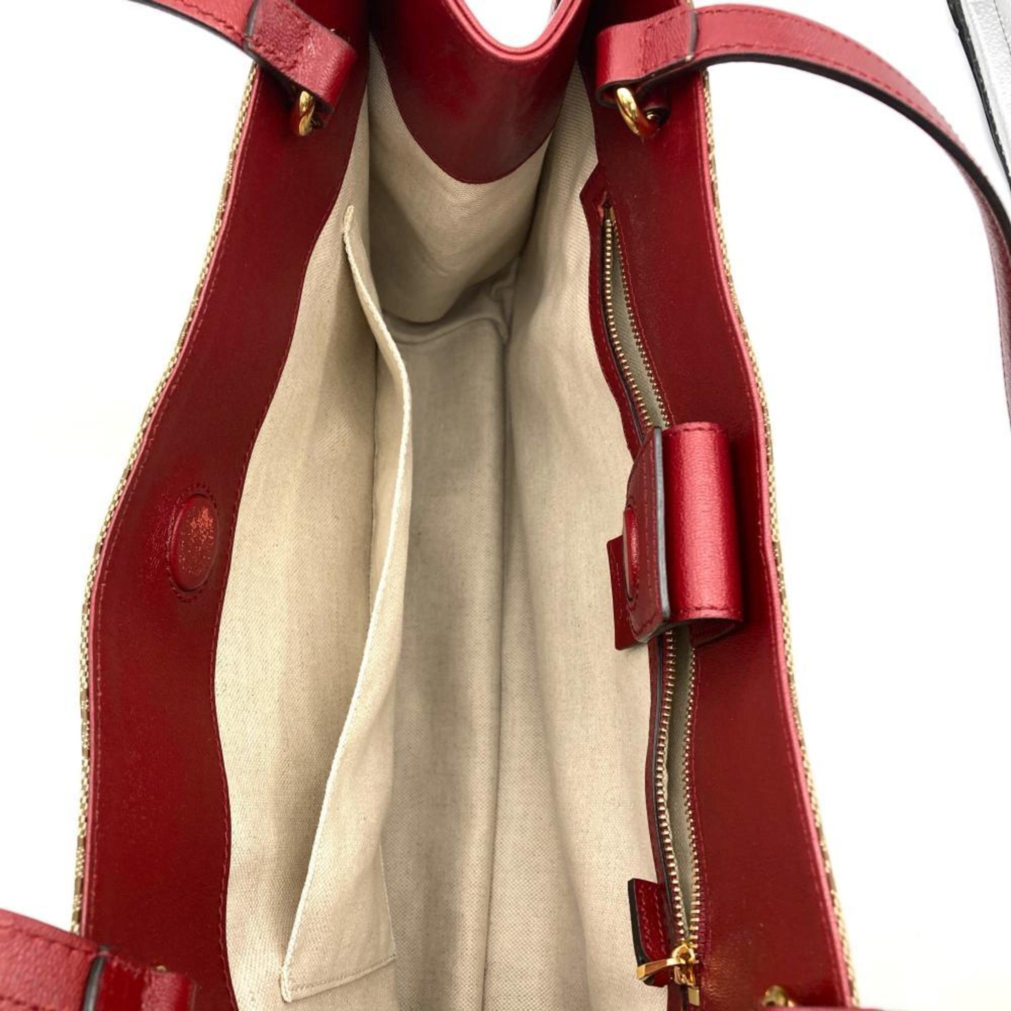 Gucci Beige Gg Canvas Leather Tote Bag (Pre-Owned)