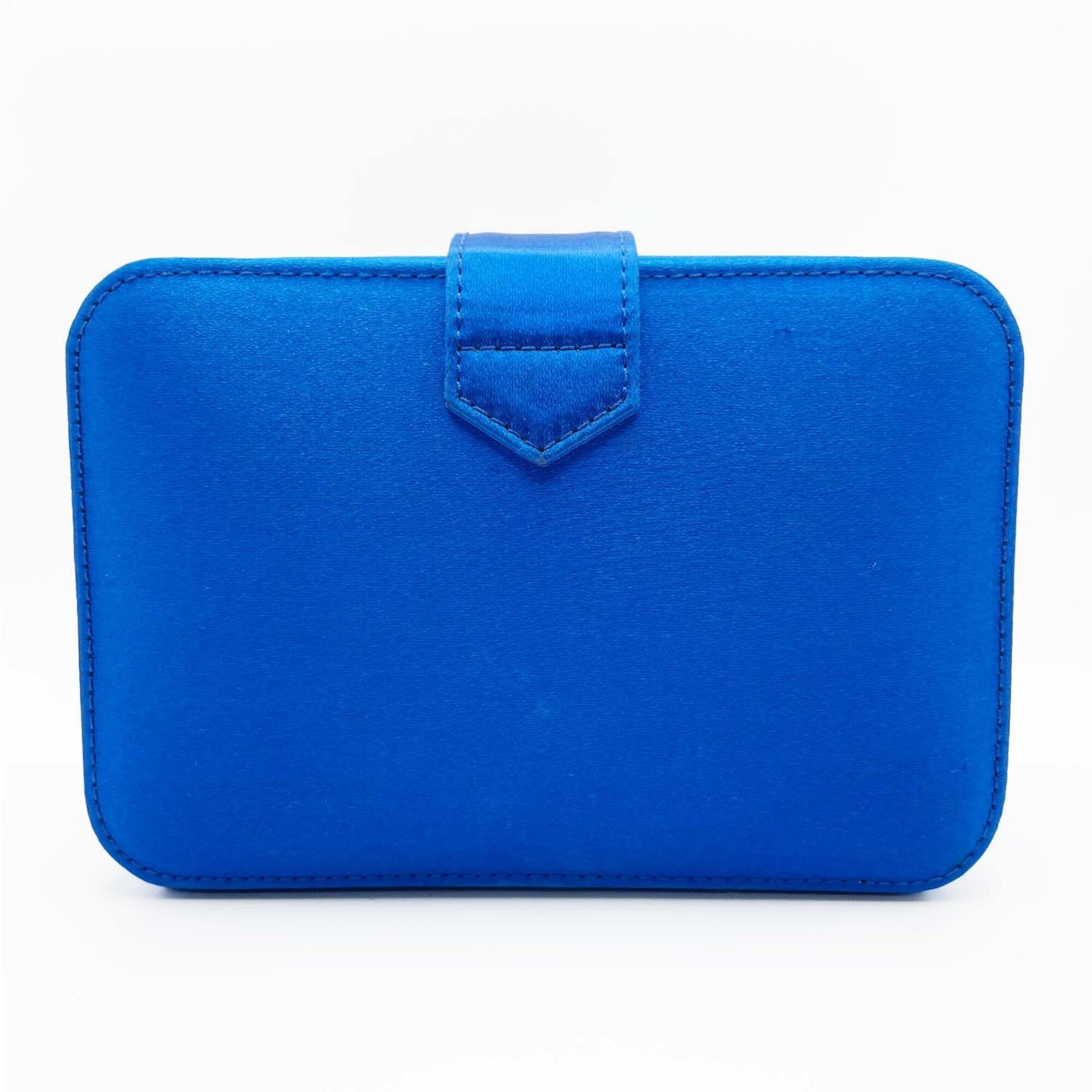 Loewe Blue Satin Clutch Bag Shoulder Bag (Pre-Owned)