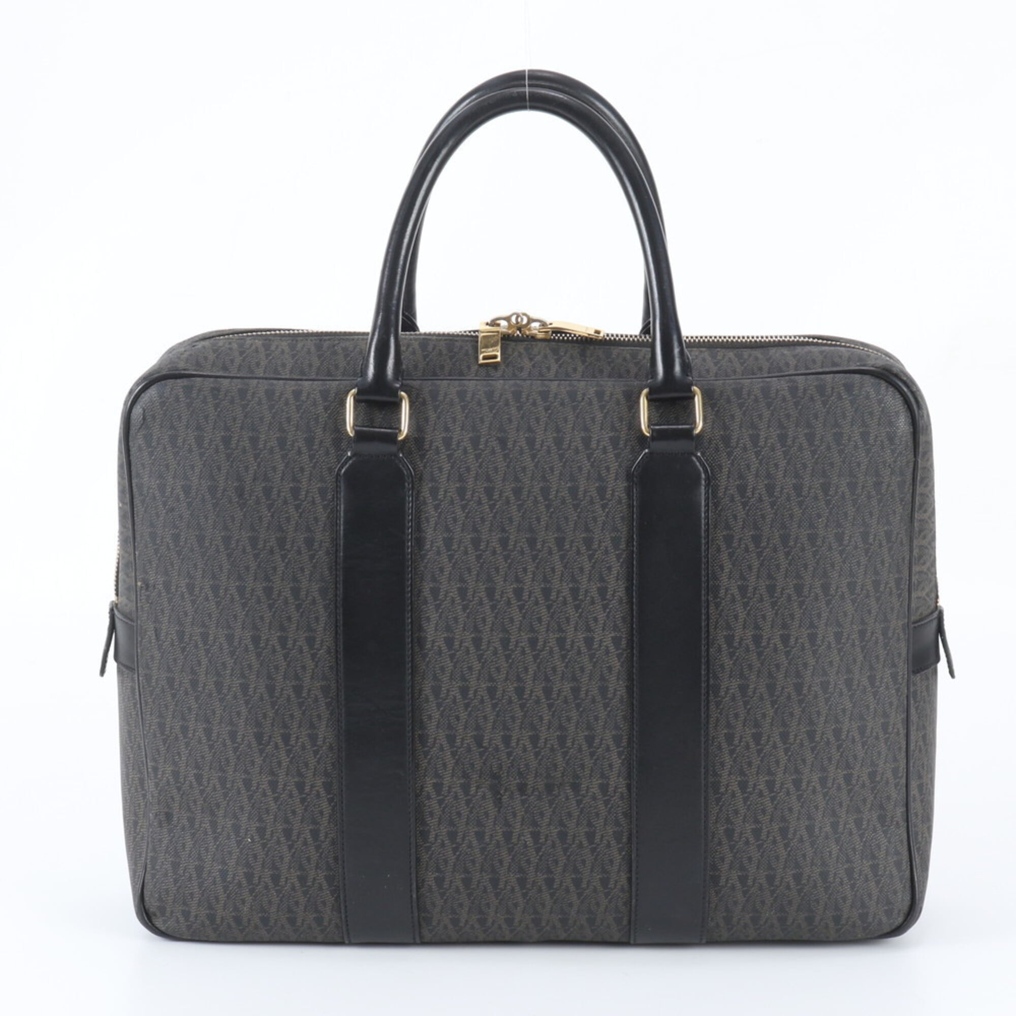 Saint Laurent Black Leather Coated Canvas Briefcase (Pre-Owned)