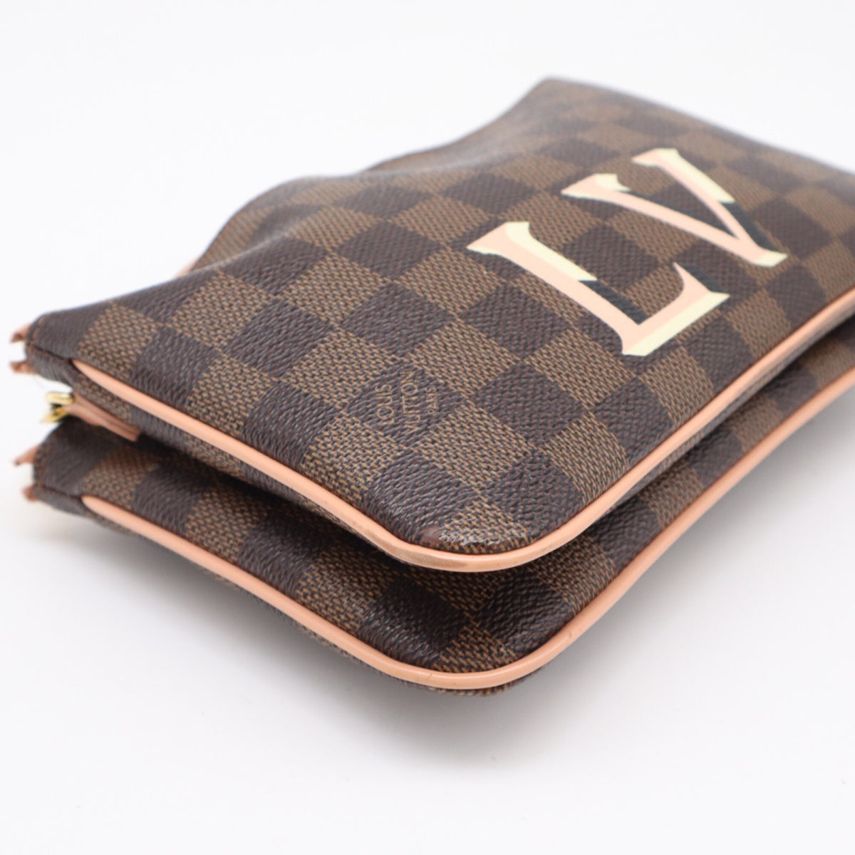 Louis Vuitton Beige Pink Brown Damier Canvas Galle Coated Canvas Leather Pochette Shoulder Bag (Pre-Owned)