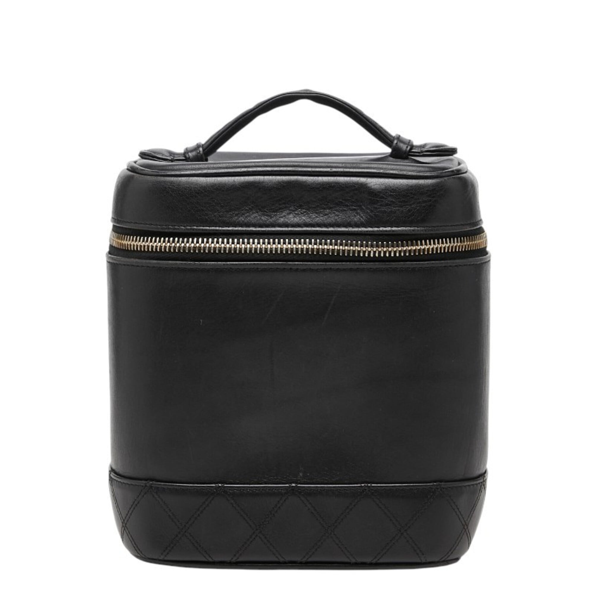 Chanel Black Leather Handbag Vanity Bag (Pre-Owned)