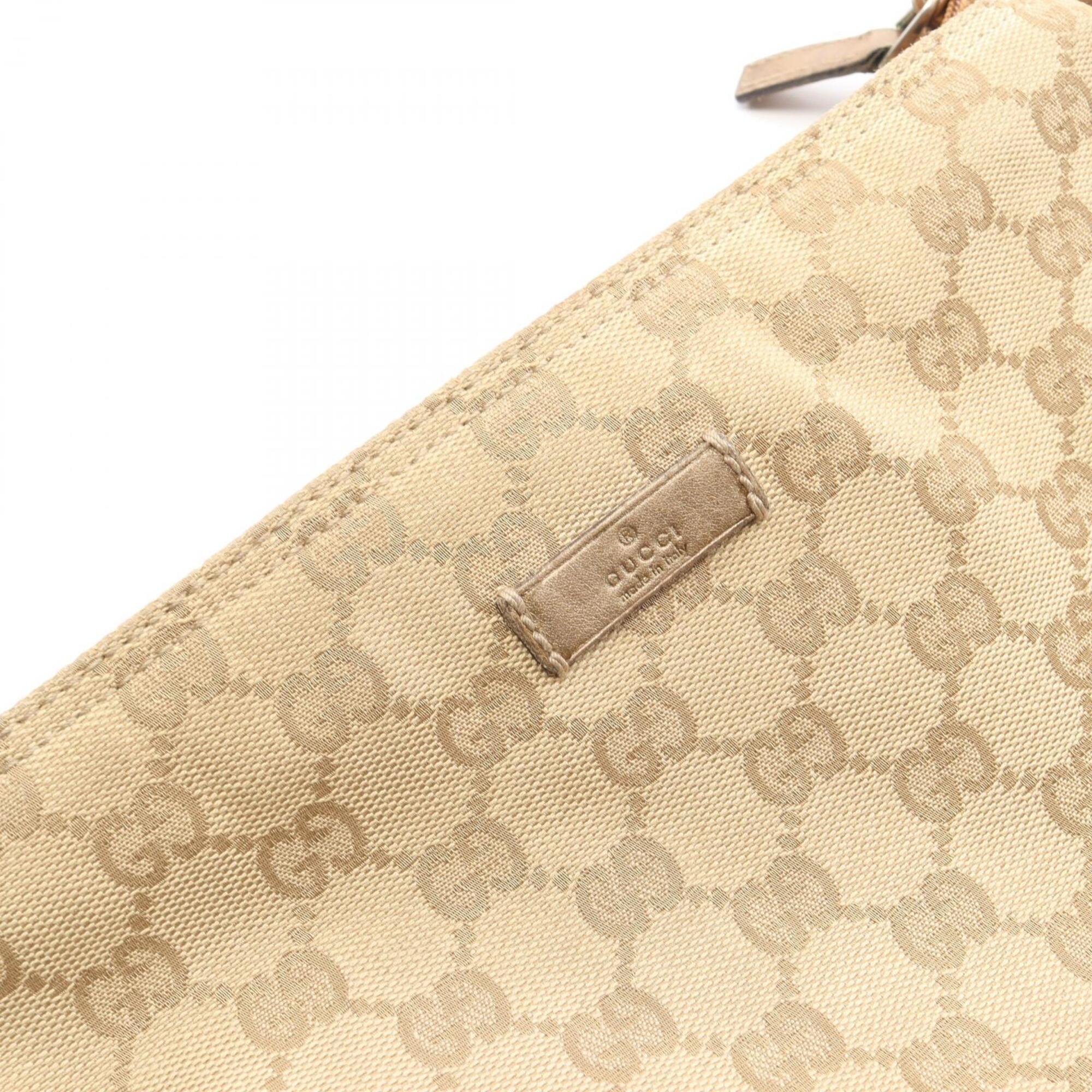 Gucci Beige Canvas Leather Handbag Shoulder Bag (Pre-Owned)