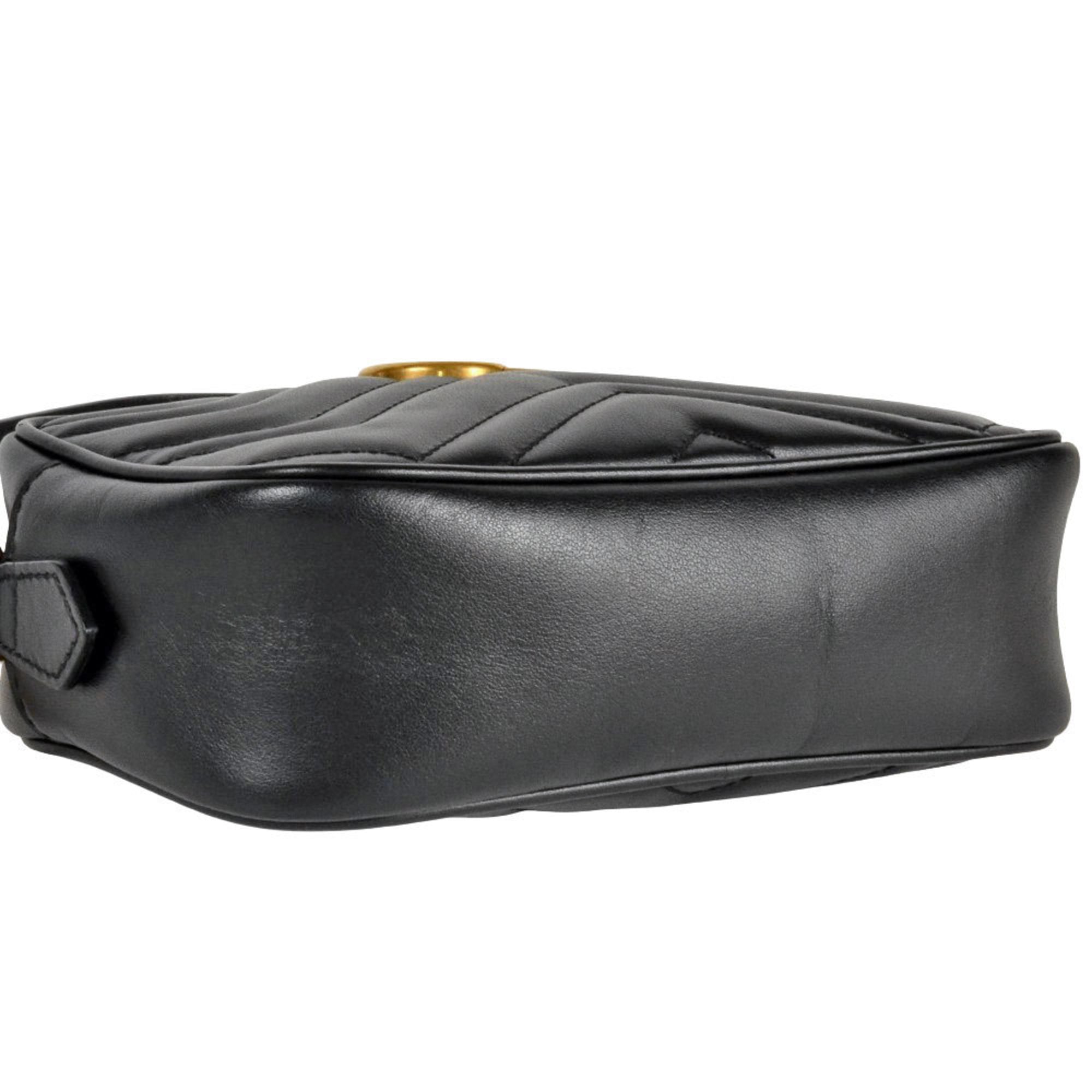 Gucci Gg Marmont Black Leather Shoulder Bag (Pre-Owned)